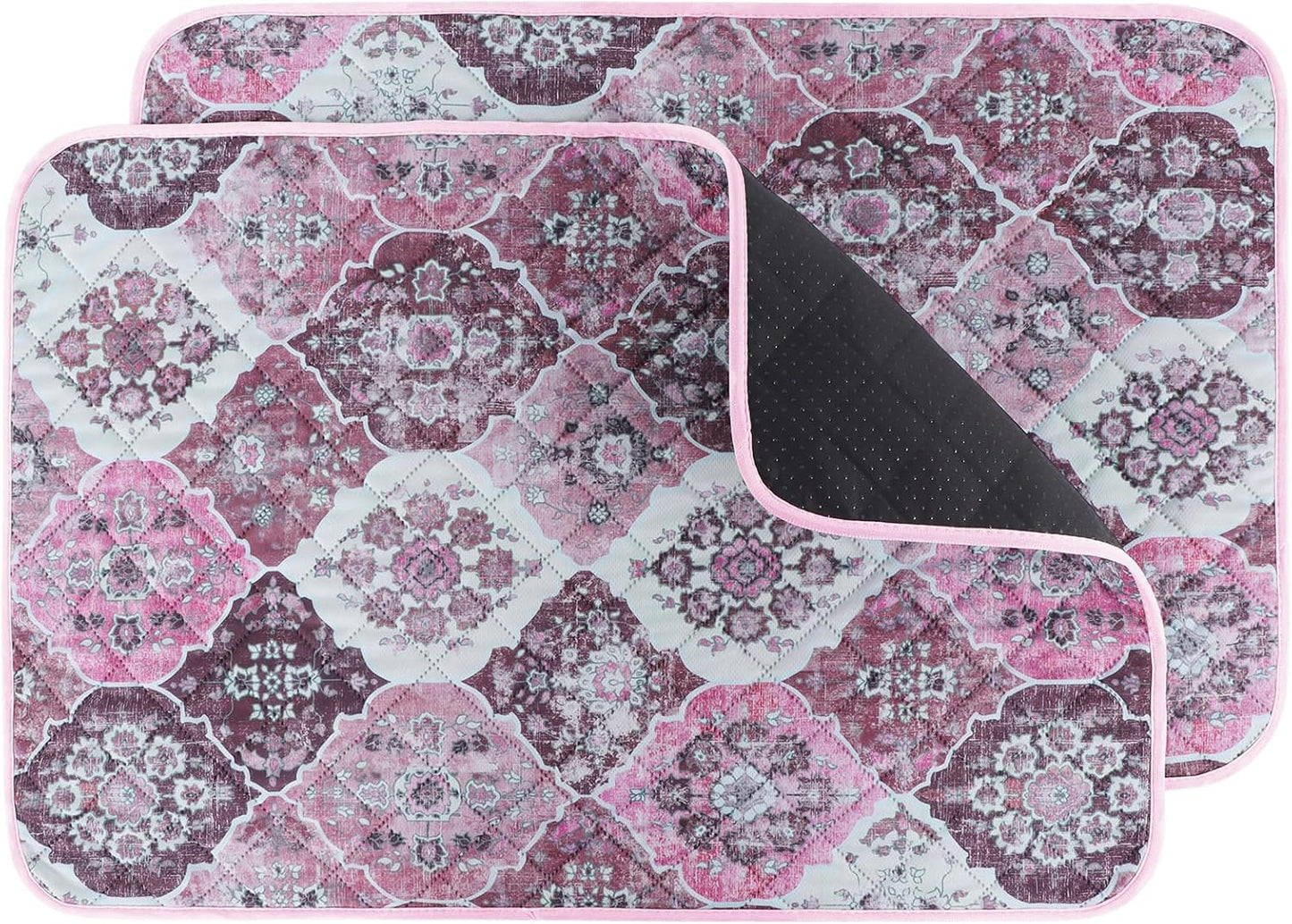 IEUUMLER Washable Pee Pads for Dogs, 2 Pack Reusable Pee Pads for Dogs Non-Slip Grip, Super Absorbent Waterproof Puppy Pads for Potty Training, Playpen, Crate, Whelping Box EU011 Pink, 36x31