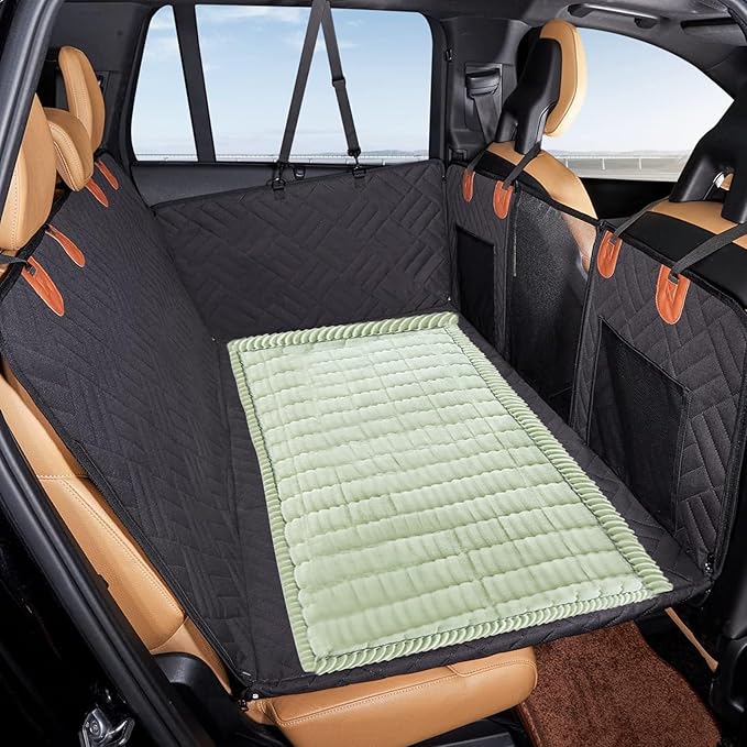 VClife Dog Car Seat Cover for Backseat Extender, Anti Slip Dog Bed Mat Travel Blanket, Pet Friendly Backseat Cover for Cars, SUVs, Small Trucks, Back Seat Extender Protector (Sage Green, 59"×27.6")