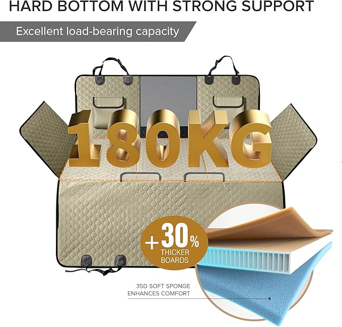 SHARLOVY XL Truck Back Seat Extender for Dogs, Large Hard Bottom Dog Car Seat Cover for Back Seat, Heavy Duty Dog Car Hammock, Waterproof Pet Seat Covers for Trucks, F150, Ram1500 and Large SUV