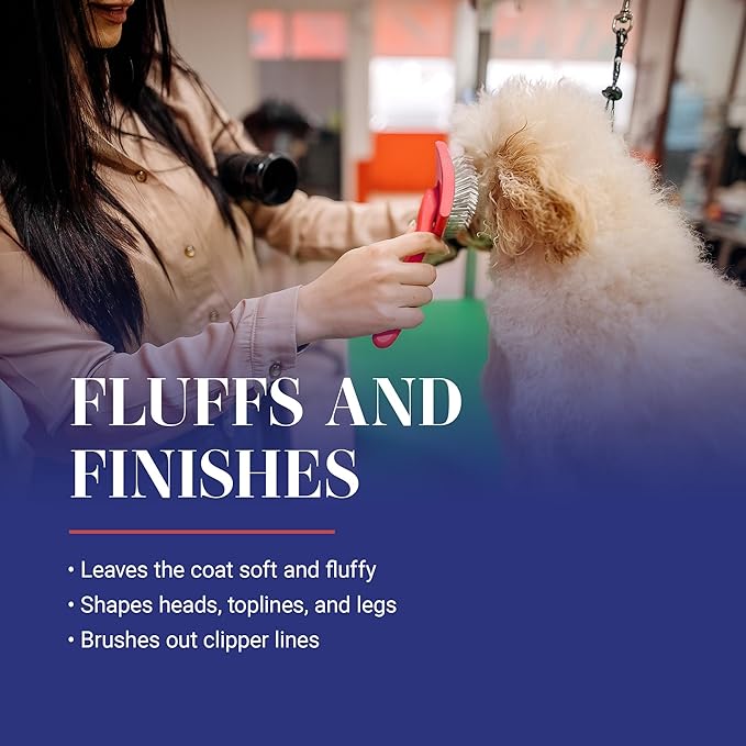 Chris Christensen Baby G Dog Slicker Brush for Dogs (Goldendoodles, Labradoodles, Poodles), Groom Like a Professional, Fluff Detangle Style, Saves Time Energy, Coral, Small