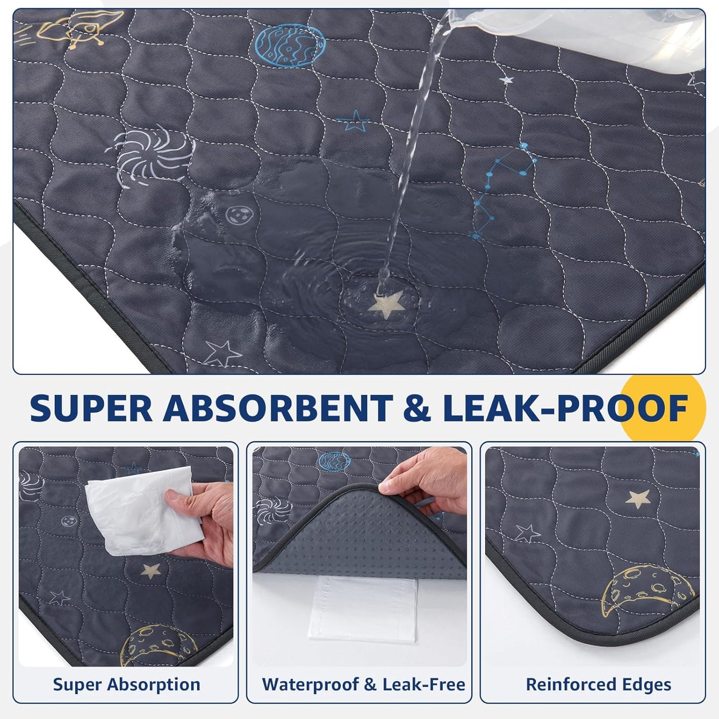 LOOBANI Pee Pads for Dogs Washable: Reusable Puppy Whelping Pads Waterproof 31" x 36", 2 Pack Absorbent and Non-Slip Dog Training Pee Pads for Crate, Playpen, Floor, Grey