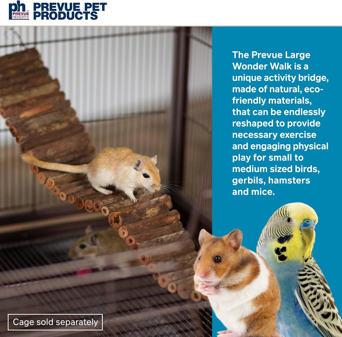 Prevue Pet Toy NAT Wonder Walk Bird Ladder, Large (62809),Brown