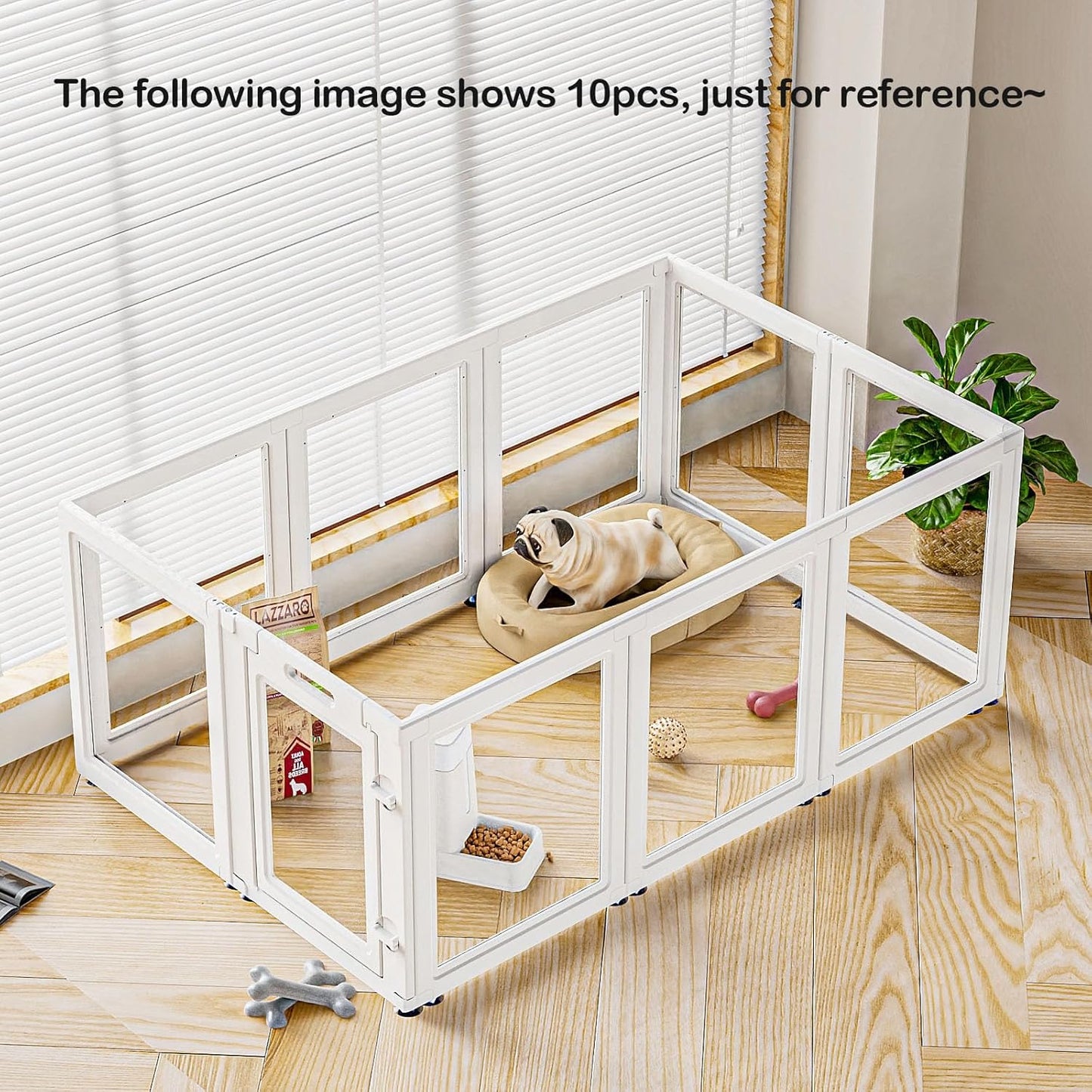 Clear Acrylic Dog Playpen Transparent Dog Playpen Indoor, Easy Assemble Clear Pet Pen for Puppy Bunny Cat Pig, Sturdy & Easy Cleaning Plastic Dog Puppy Fence (23.6" H, 8PCS)
