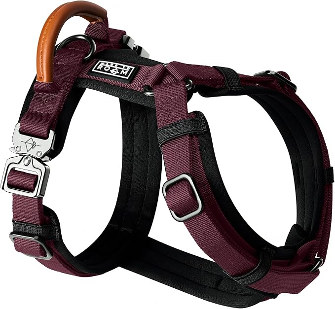 MADE TO ROAM Premium Explorer Harness - Y-Shaped Dog Harness with Adjustable Durable Nylon, Soft Padding, Metal Buckles and Leather Handle for Small, Medium, Large Dogs (Vermont Weekends, Size 2)