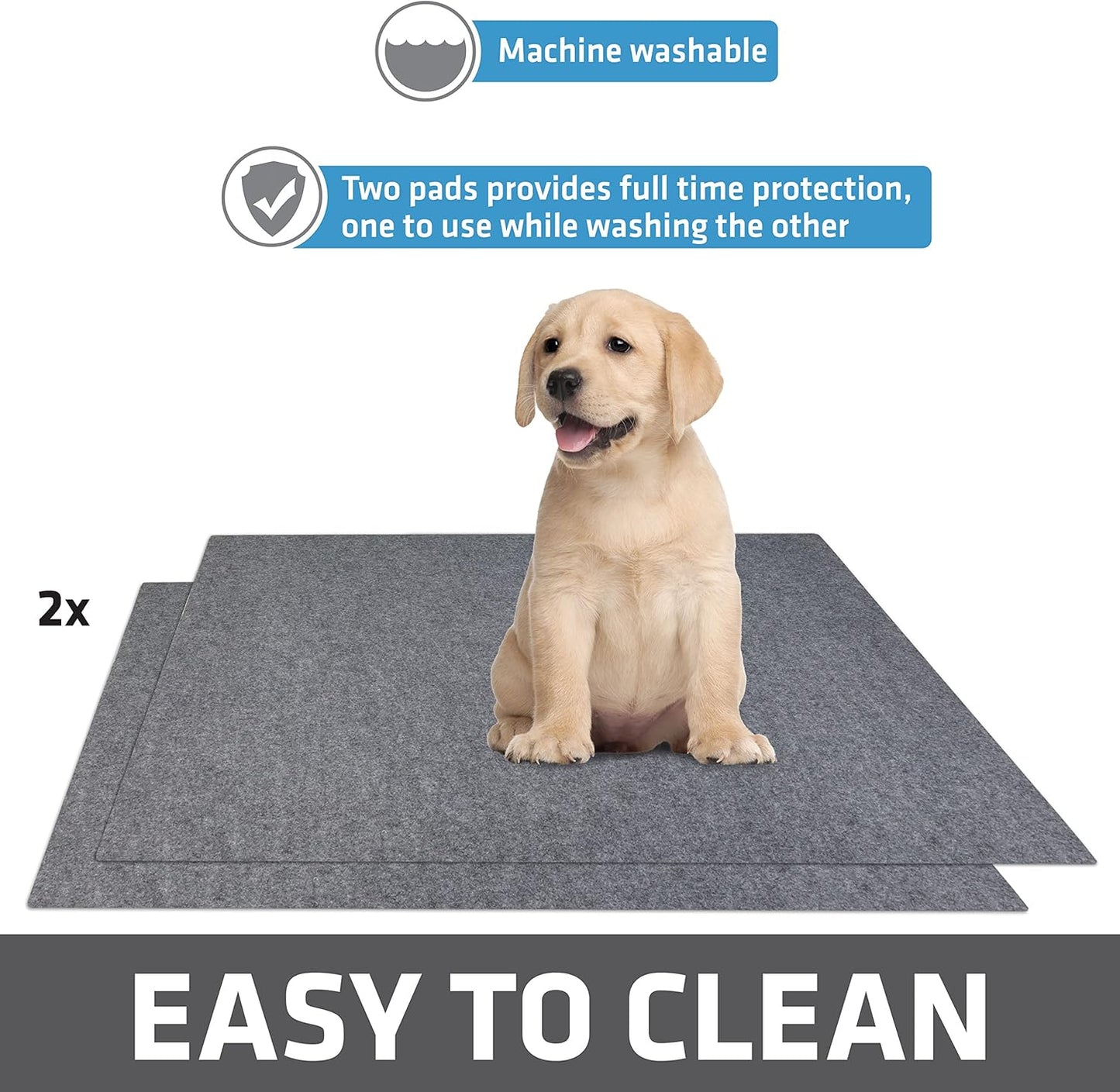 Drymate 2-Pack Washable Pee Pads for Dogs (29x36), Waterproof, Absorbent, Slip-Resistant, Reusable Pet Training Potty Puppy Mats, Housebreaking, Incontinence Bed Pads, Crate, Kennel (USA Made)