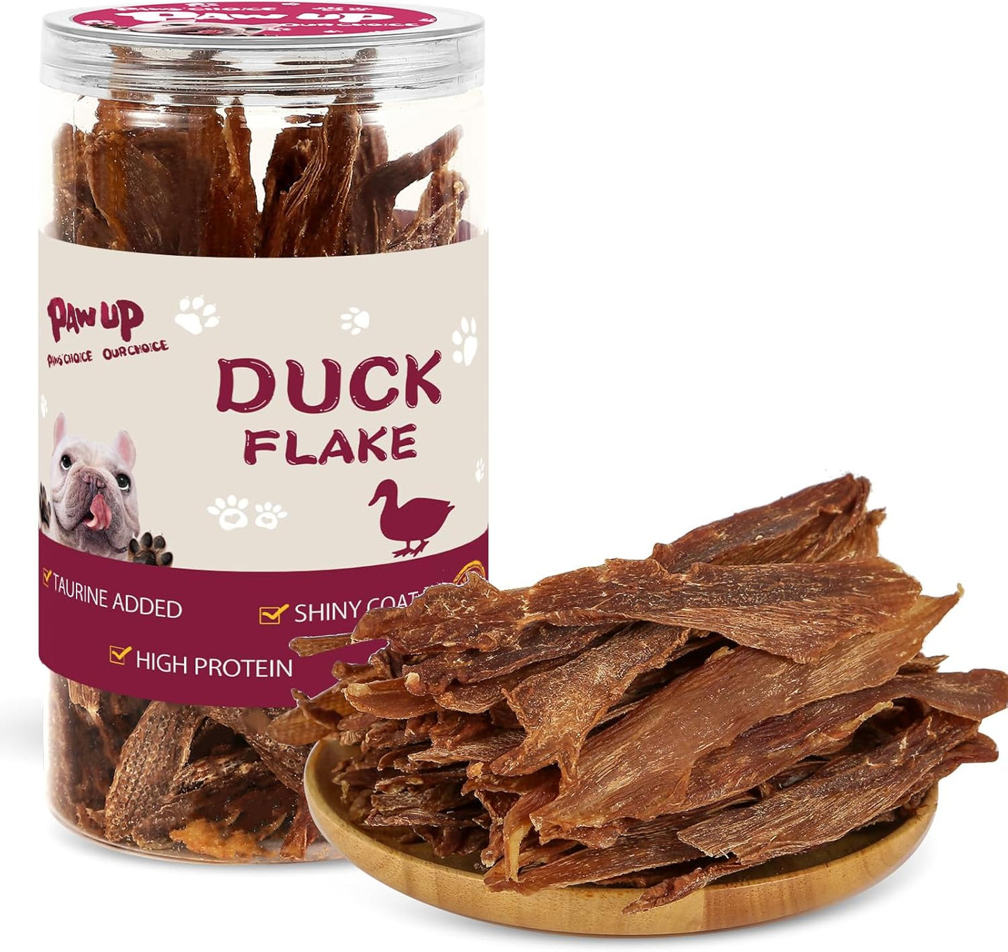 PAWUP Dog Treats Jerky Duck Crisp Flakes, 1% Taurine Added, 6oz (170g), Duck Jerky Chip Flakes, High Protein Dog Training Rewards, Rawhide-Free, Gluten-Free