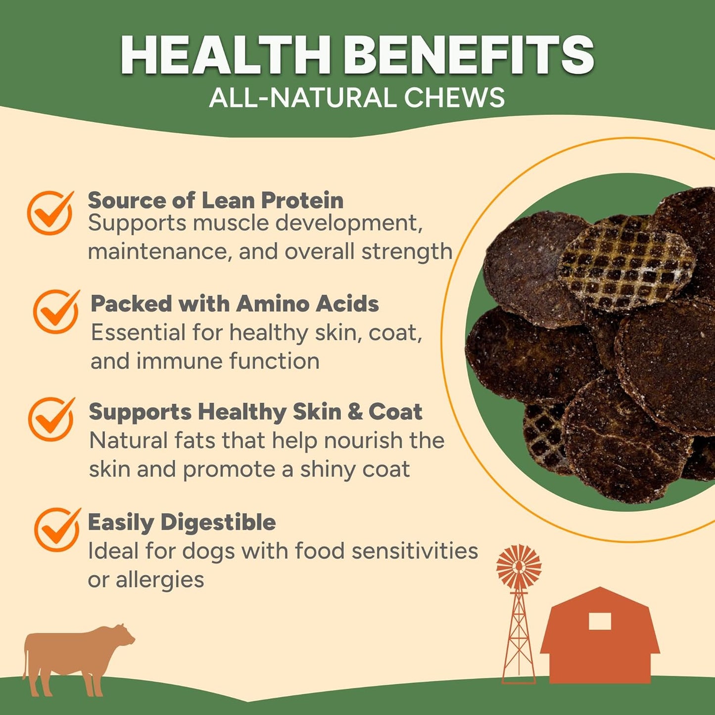 Gaines Family Farmstead Beef Chips for Dogs – 6 oz, Natural Single-Ingredient Dog Treats, High-Protein Rawhide-Free Chews, Healthy Grain-Free Snacks, Made in USA