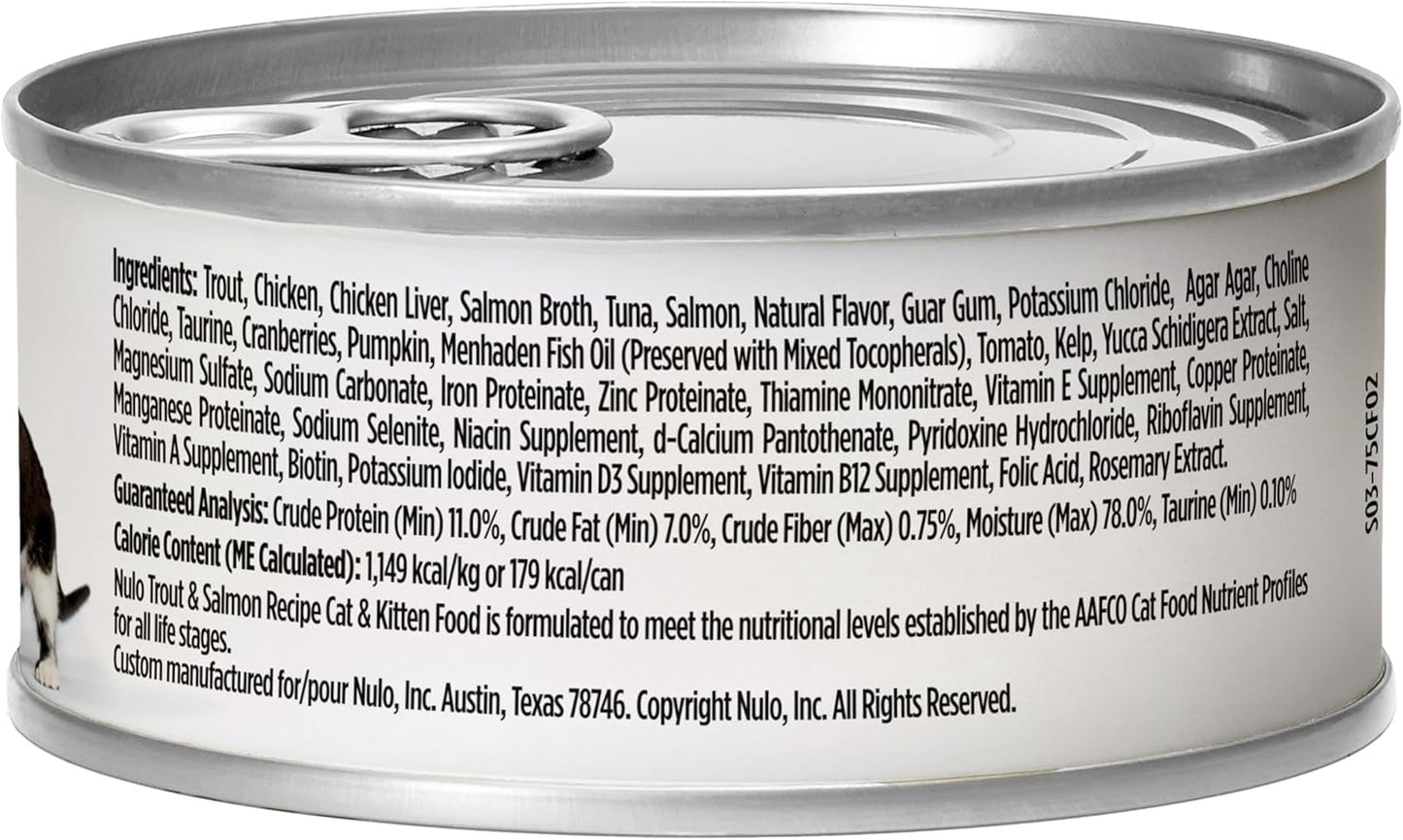 Nulo Trout & Salmon Recipe Pate Wet Canned Cat Food, 5.5 Ounce (Pack of 24)
