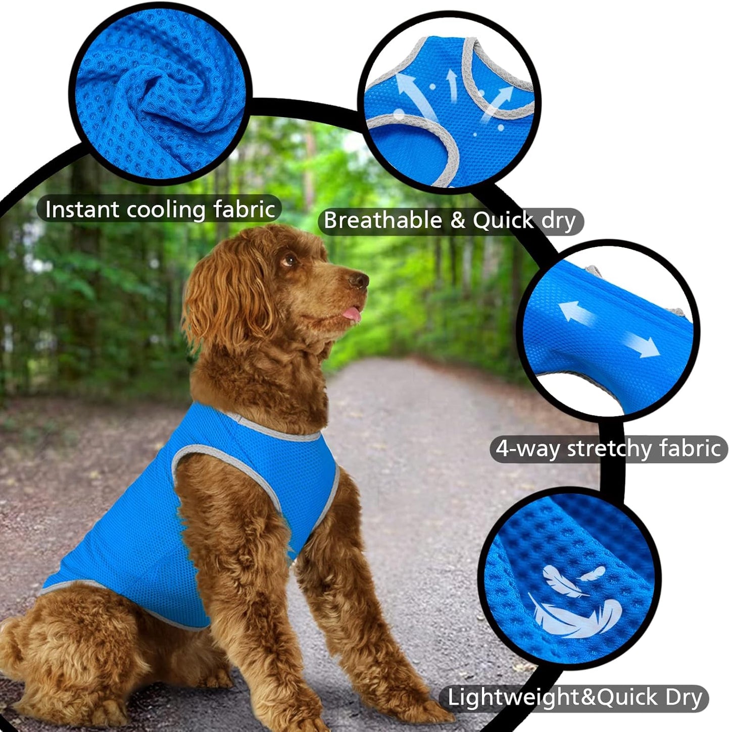 2 Pack Cooling Shirts for Dogs, Breathable Lightweight Dog Shirts for Small Dogs Boy, Sleeveless Sun Protection Shirts for Dog&Cat Puppy Vest Pet Apparel