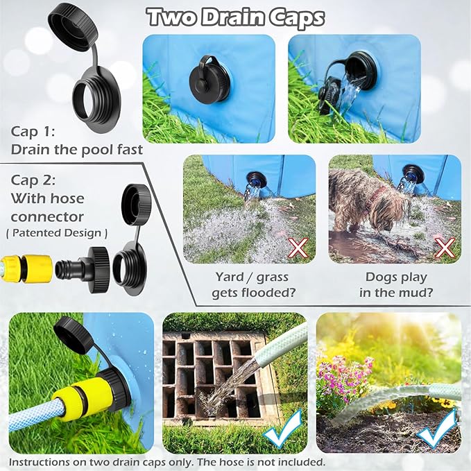 Jasonwell Foldable Dog Pool Collapsible Hard Plastic Swimming Pool Portable Kiddie Pool Pet Pool Doggie Wading Pool Bath Tub for Puppy Small Medium Large Dogs Cats and Kids 48"