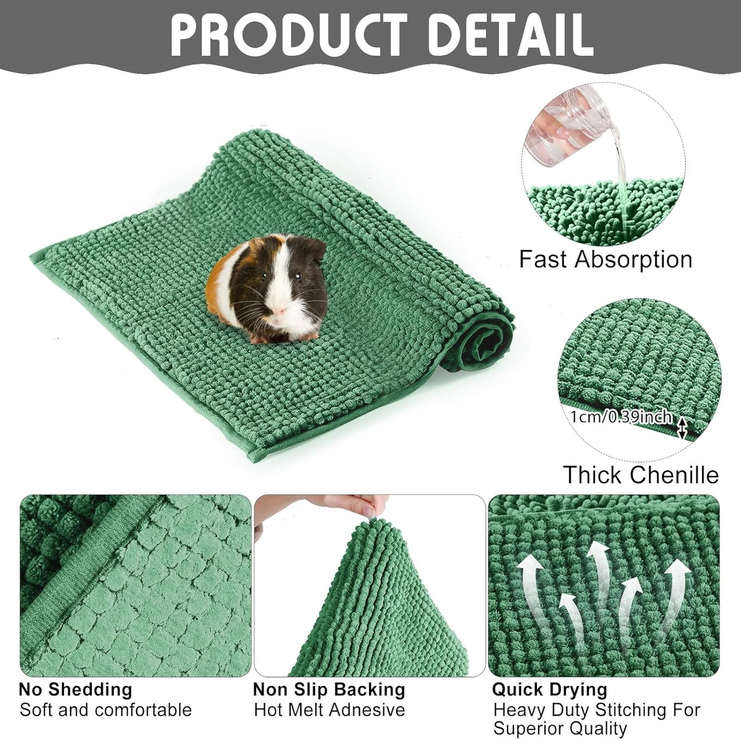 Amylove 4 Pcs Guinea Pig Cage Liner Guinea Pig Bedding Washable Fleece Pee Pads Reusable Small Animals Training Mat Small Animal Sleeping Bed for Bunny Hamster(Mixed Colors,12 x 12 Inch)