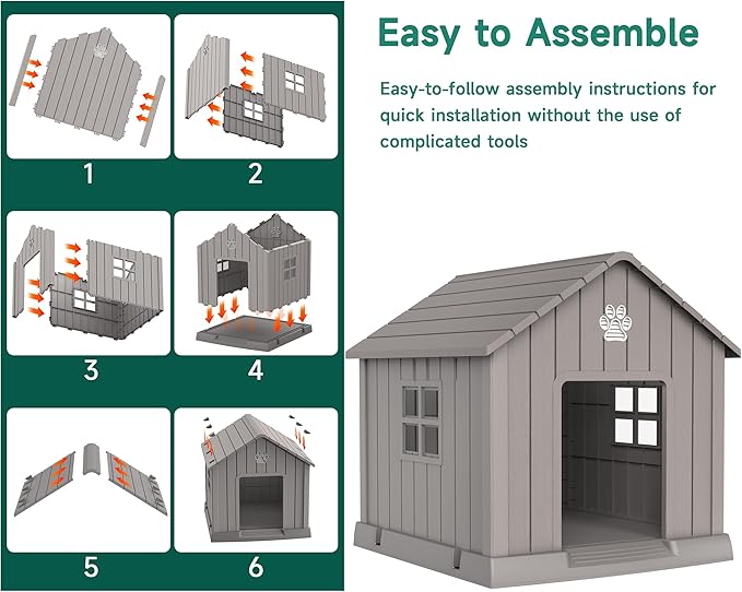DRATO Dog House Indoor Outdoor for Small to Large Sized Dogs Indoor Outdoor Doghouse Puppy Shelter with Elevated Floor, Easy to Assemble (Light Brown, 38Inch(37.8 * 40.87 * 38.82))