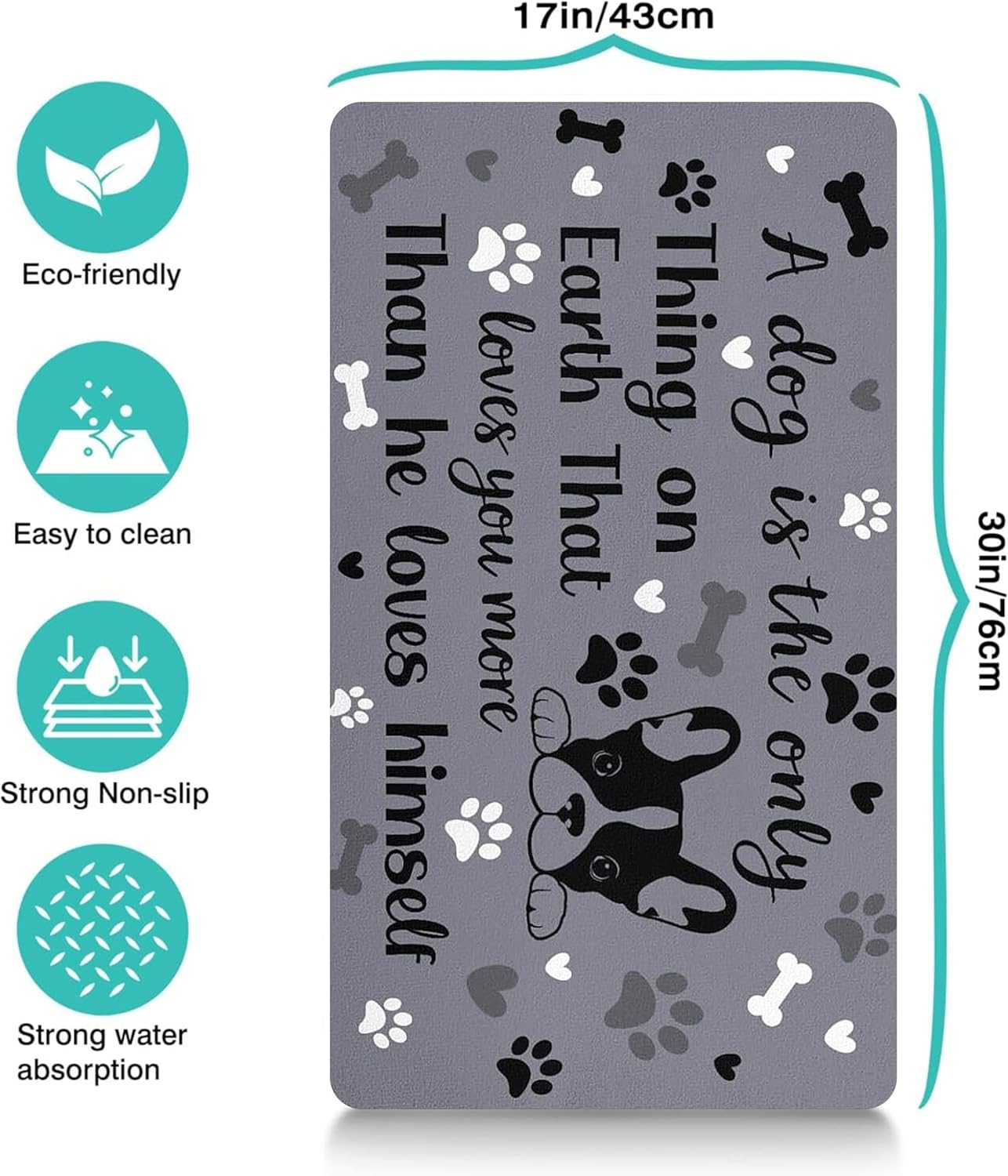 Pet Feeding Mat for Floors Waterproof Dog Mat for Food and Water Absorbent Quick Dry Non Slip mat for Cat Bowls