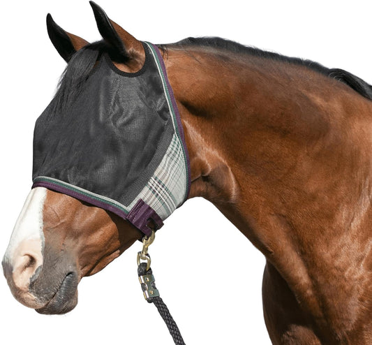 Kensington 90% UV Fly Mask Halter CatchMask UViator - Without Ears & Forelock Freedom Web Trim *Roomy Fit*- Large, Imperial Jade