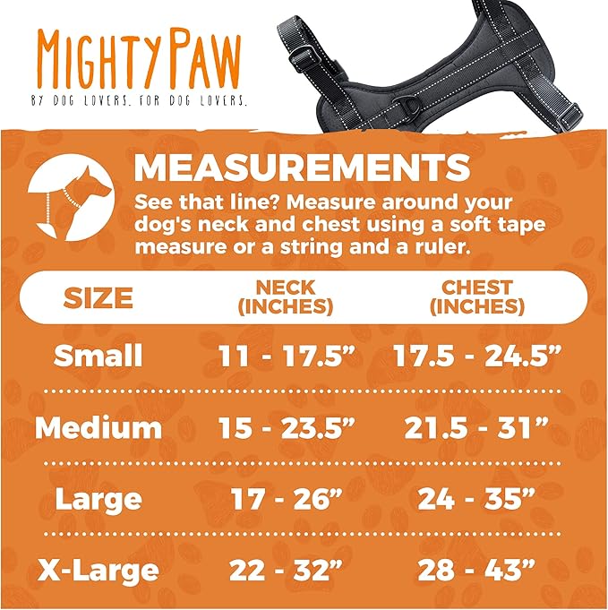 Mighty Paw Dog Car Harness - Vehicle Safety Gear - 2 Leash Attachment - Adjustable Straps - Reflective Stitching - Soft Padding - Standard Harness Functionality - No Pull Front Leash Attachment - S