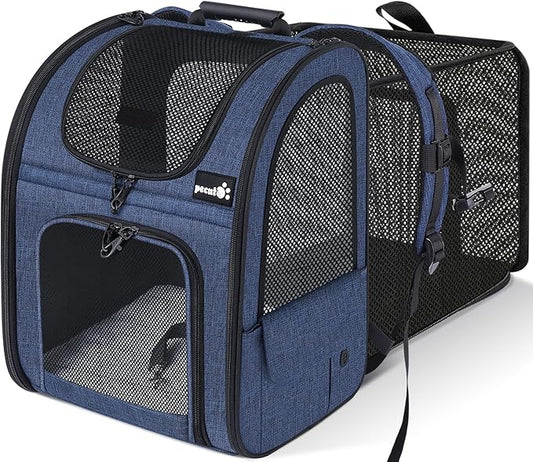Pecute Pet Carrier Backpack, Dog Carrier Backpack, Expandable with Breathable Mesh for Small Dogs Cats Puppies, Pet Backpack Bag for Hiking Travel Camping Outdoor Hold Pets Up to 17 Lbs