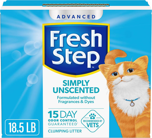 Fresh Step Advanced Simply Unscented Clumping Litter, Fresh Step Unscented Cat Litter Fights Odor on Contact, 18.5 lb. Box