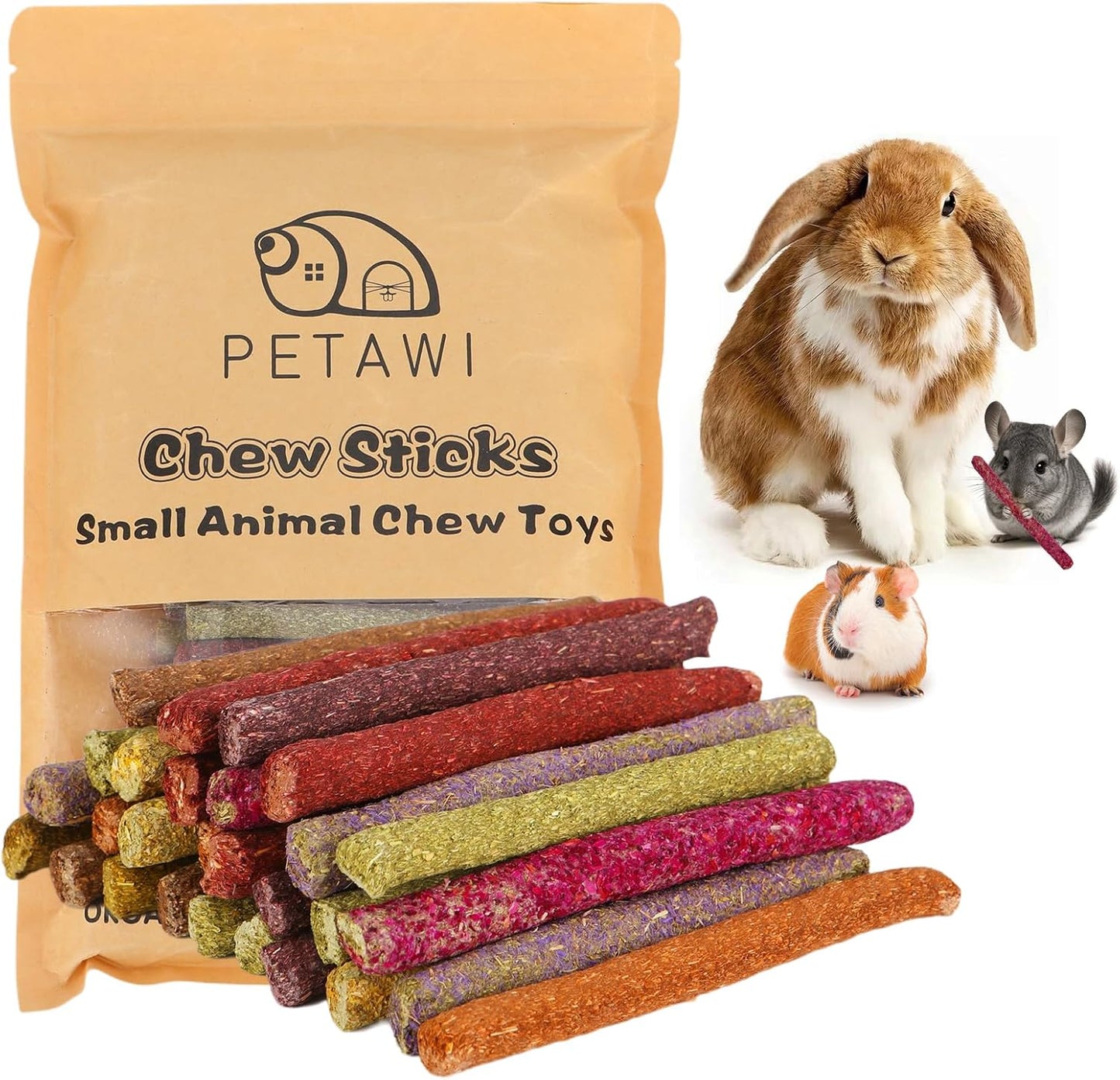 70PCS Rabbit Chew Sticks, Bunny Guinea Pig Toys for Teeth Natural Timothy Hay Sticks for Rabbit Chinchilla Guinea Pig Bunny Hamster - Chews Toys for Small Rodents' Teeth