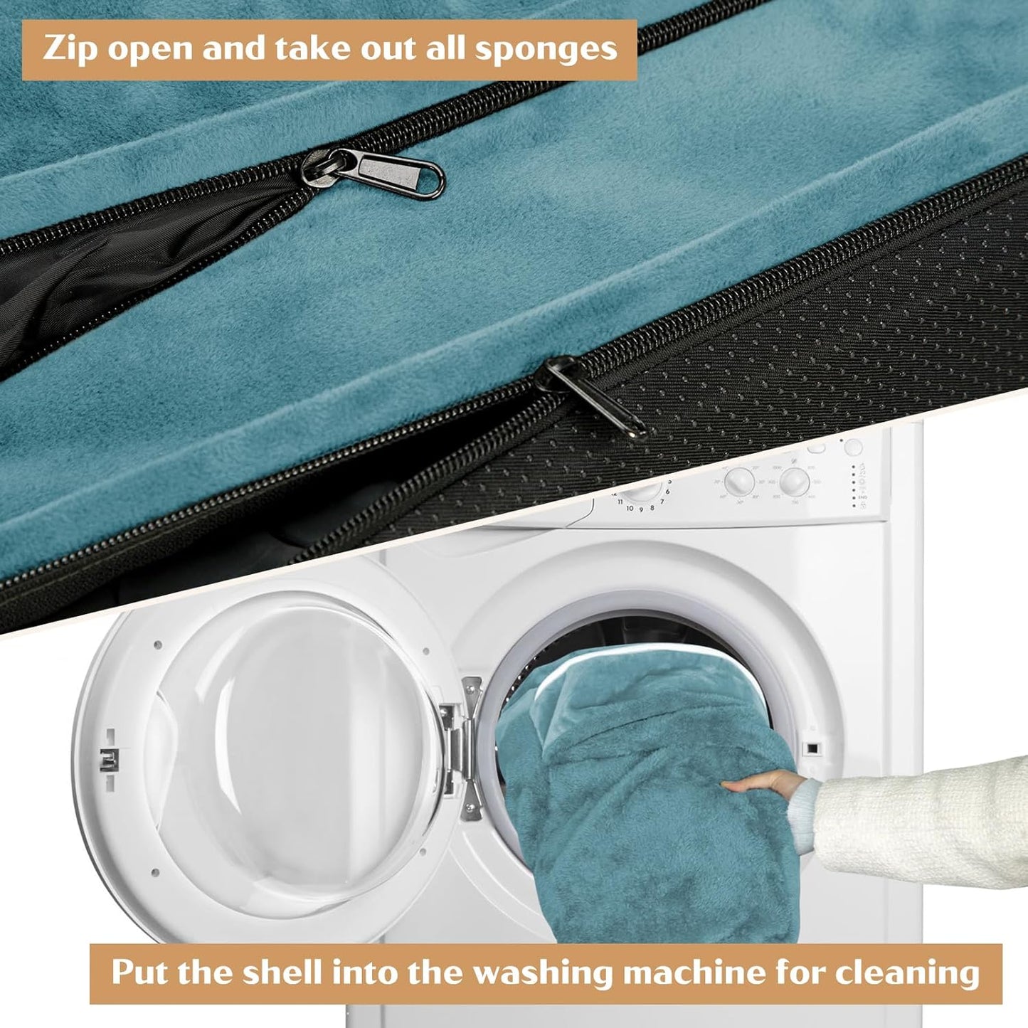 Comfort Expression Medium Dog Beds Waterproof Orthopedic Foam Dog Sofa Beds for Medium Large Dogs Comfy Pet Bed with Washable Removable Cover & Non-Slip Bottom(Medium,Washed Blue)