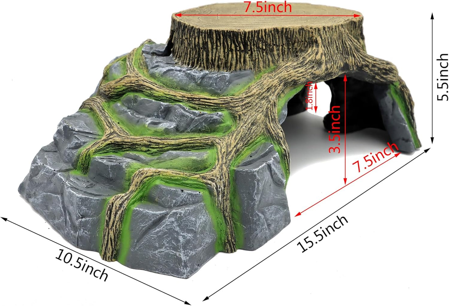 JIHAQUA Extra X Large Resin Reptile Tank Hideouts Cave Habitat Decor for Leopard Gecko Tank Accessories