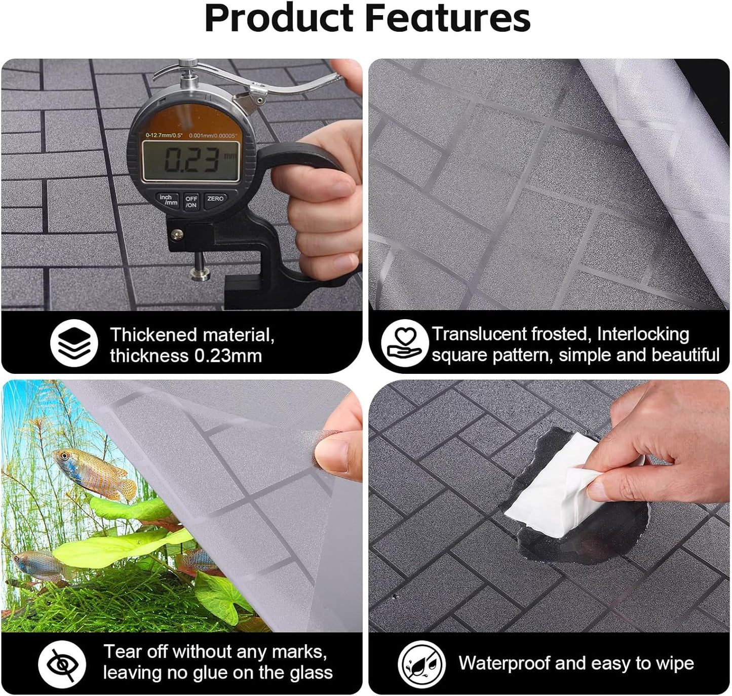 Aquarium Background Paper Decor Fish Tank Backdrop Wallpaper Electrostatic Adhesive, No Glue, Easy to Install, Reusable (19.7”H×59.1" L, Grid Transparent)