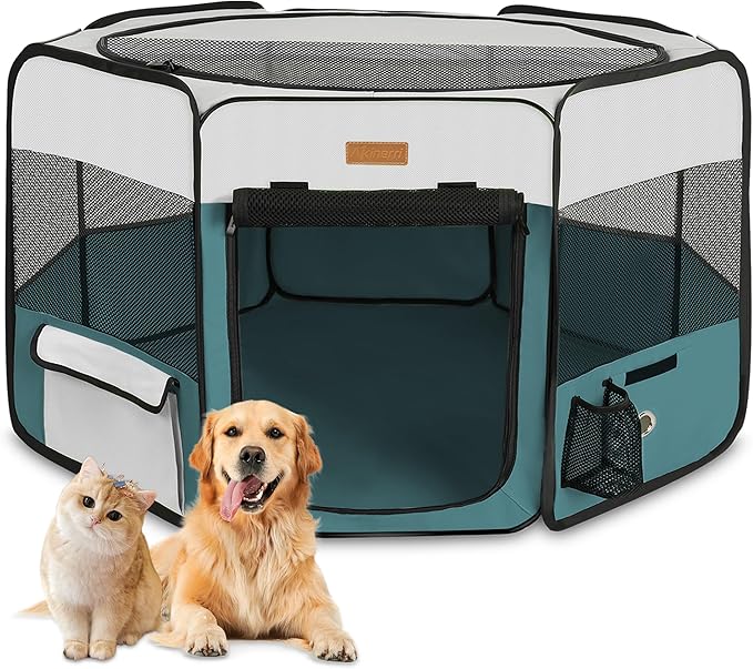 Dog Playpen, Portable Pet Play Pen for Cat, Puppies, Rabbits, Chickens, Foldable Large-Capacity Pet Tent for Indoor/Outdoor Travel Camping (Size XL Without Carry Bag)