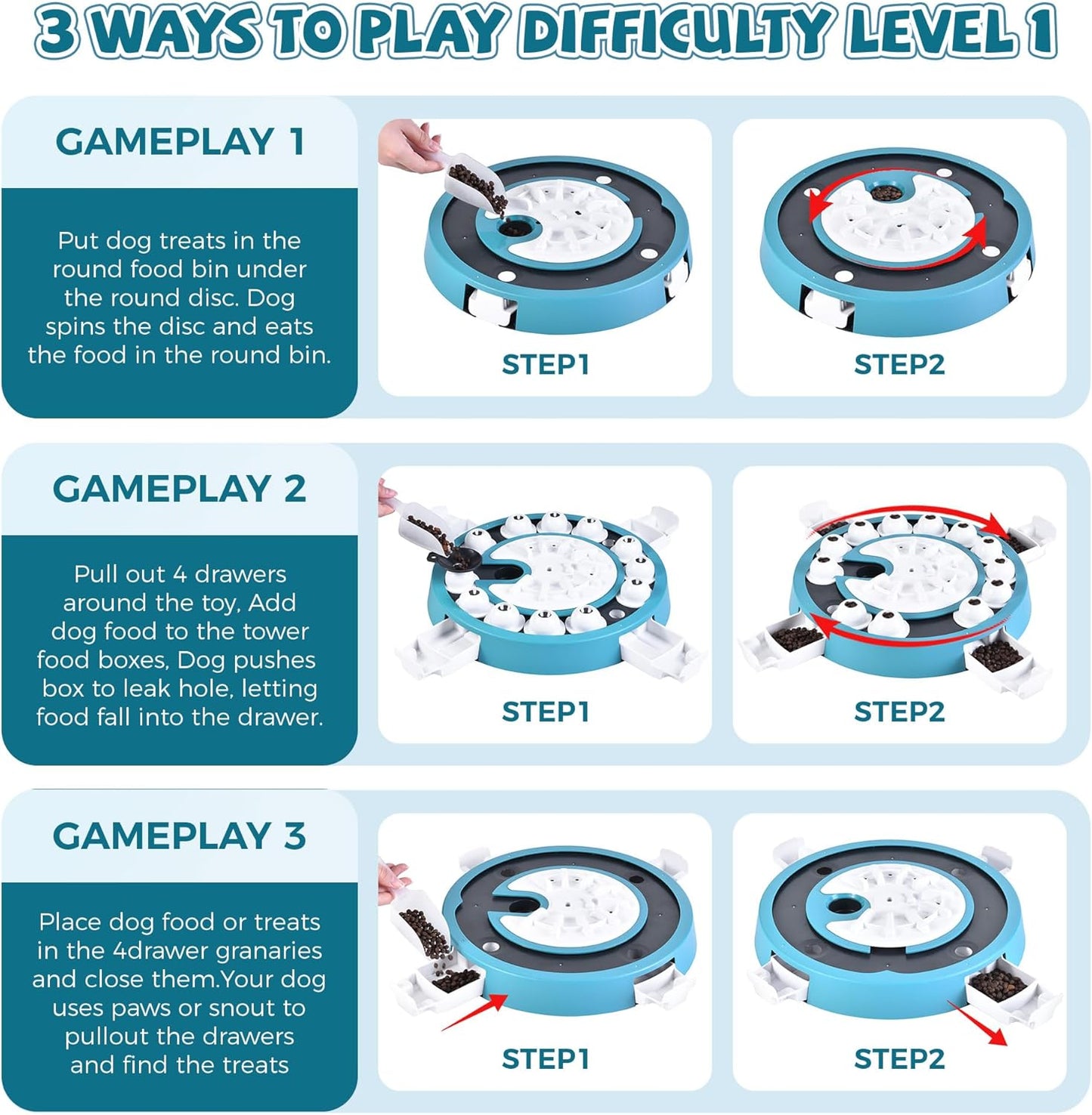 Dog Puzzle Toy Mental Stimulation - Level 3 in 1 Dogs Food Puzzles Toys, Dog Treat Puzzle Feeder (Advanced-Mars Green Brainstorm)