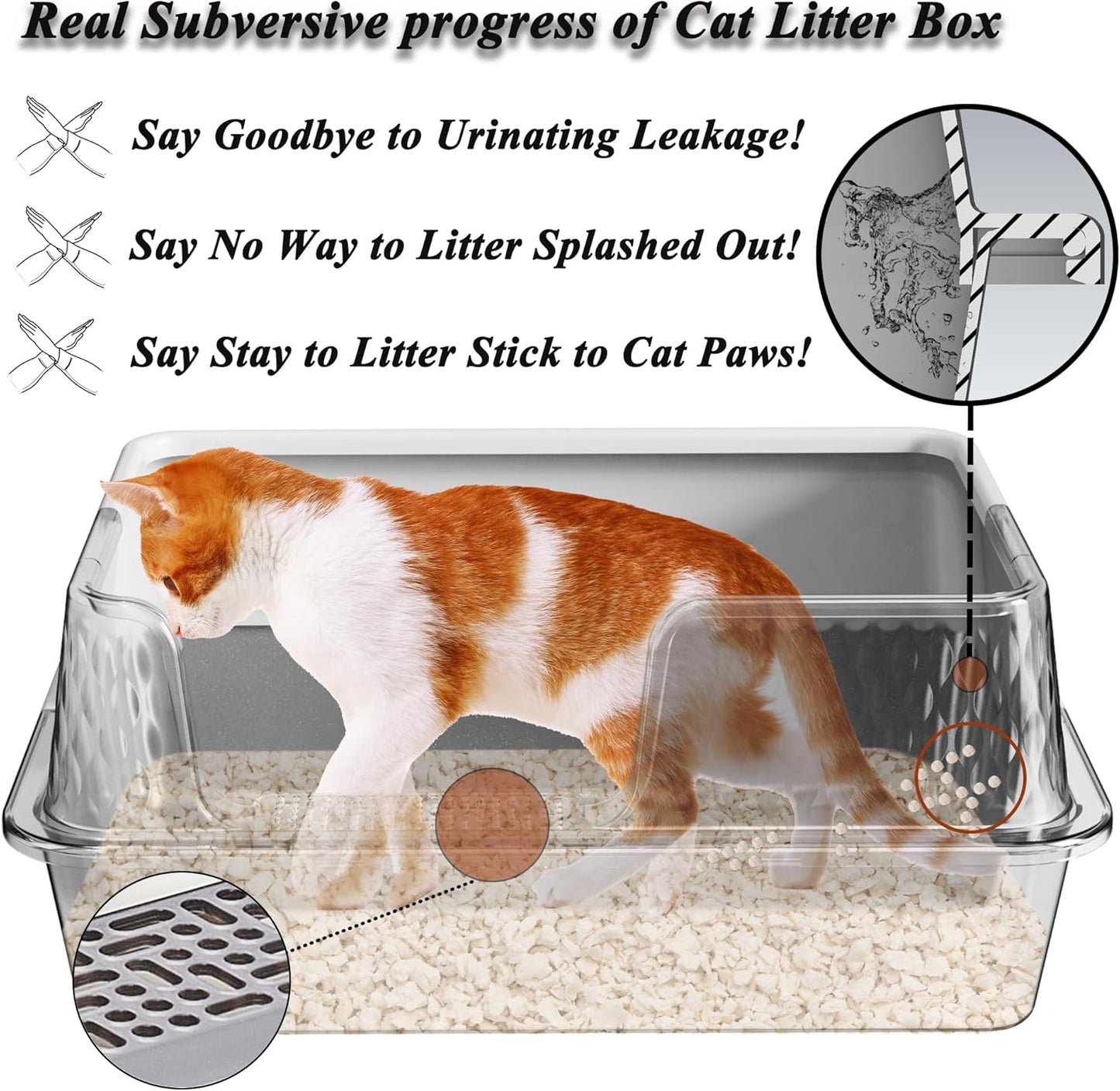 Suhaco Stainless Steel Litter Box Side Entry, Kitty Litter Mat and White Scoop Included Covered Metal High Sided Extra Large Cat Litter Box with Lid Removable Enclosure for Medium Cats (Tall Grey)
