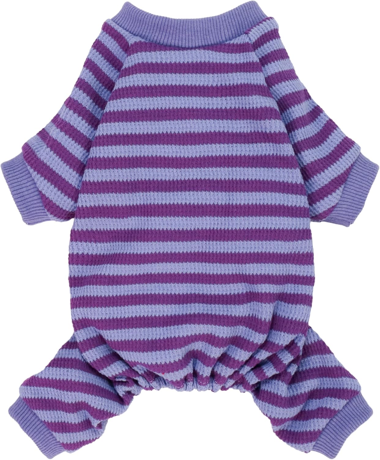 Fitwarm Purple and Violet Striped Dog Pajamas, Waffle Dog Clothes for Small Dogs Girl Boy, Puppy Onesie with Feet, Pet Cat Outfit, Small