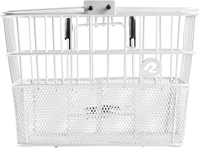 Retrospec Apollo Detachable Front Bike Basket Steel Half-Mesh with Integrated Detachable Hooks and Built-In Handle, Easy Assembly and Portability for Bicycles