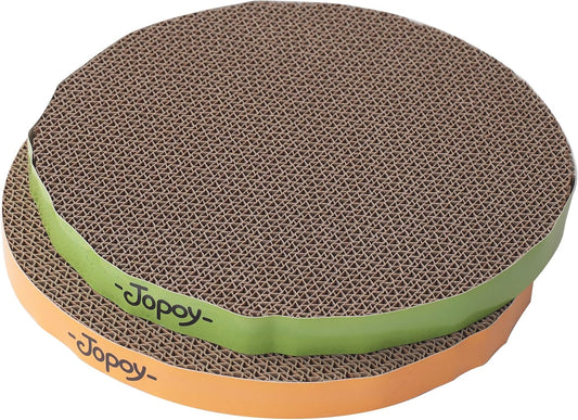 Round cat Scratcher Refill 9.84 inch Diameter 7/8 inch Thickness Scratcher Replacement Pads Scratching Board Circle cat Scratcher Scratch pad (Green and Yellow Cardboard 2PCS)