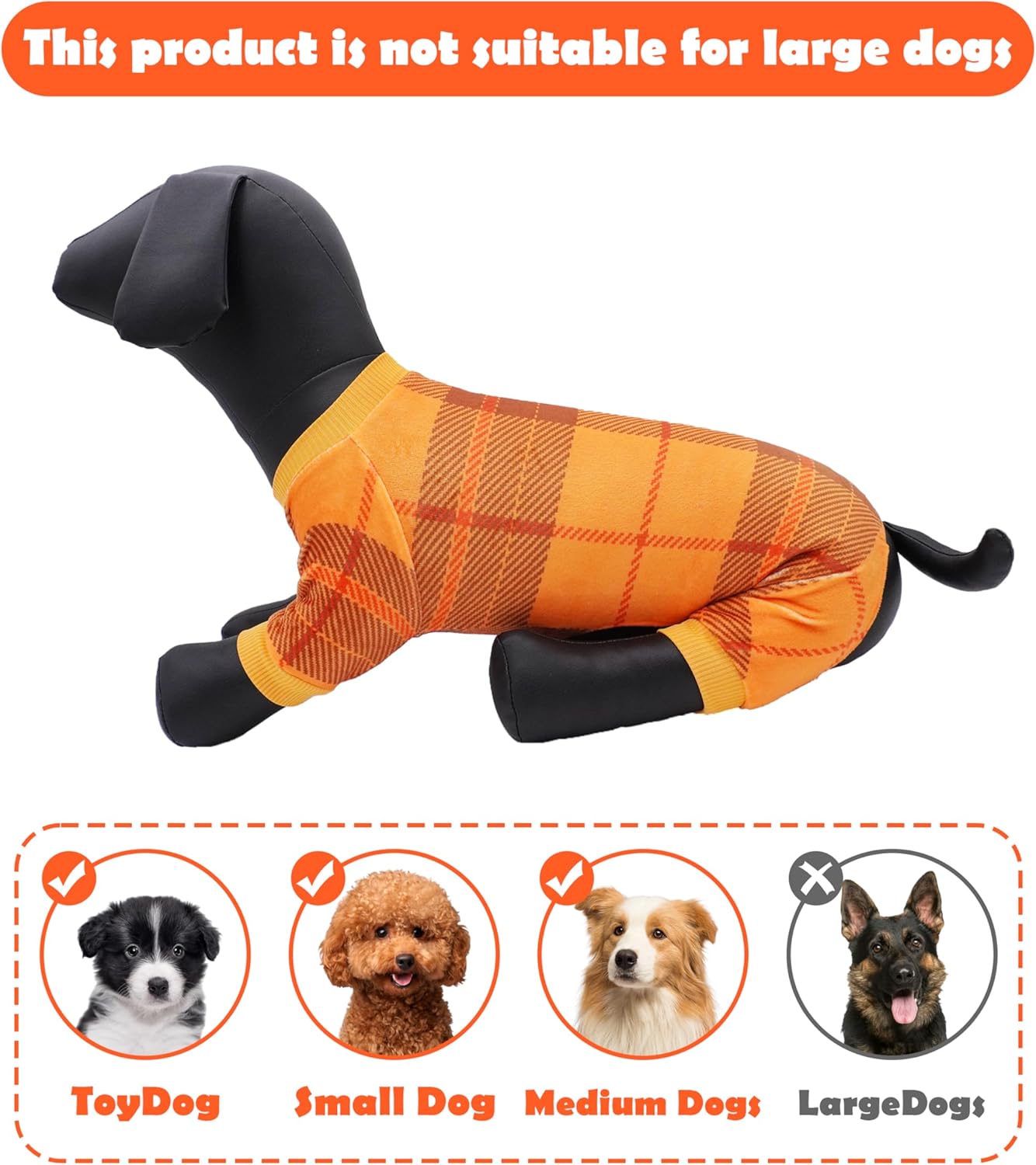 PET SHOW 4 Pack Small Dog Pajamas Holiday Dog Clothes for Medium Dogs Girl Boy Soft Stretchy PJs Plaid Jumpsuit Puppy Fall Onesies Outfits with Sleeve Pets Dachshund Costume(XL, Plaid)