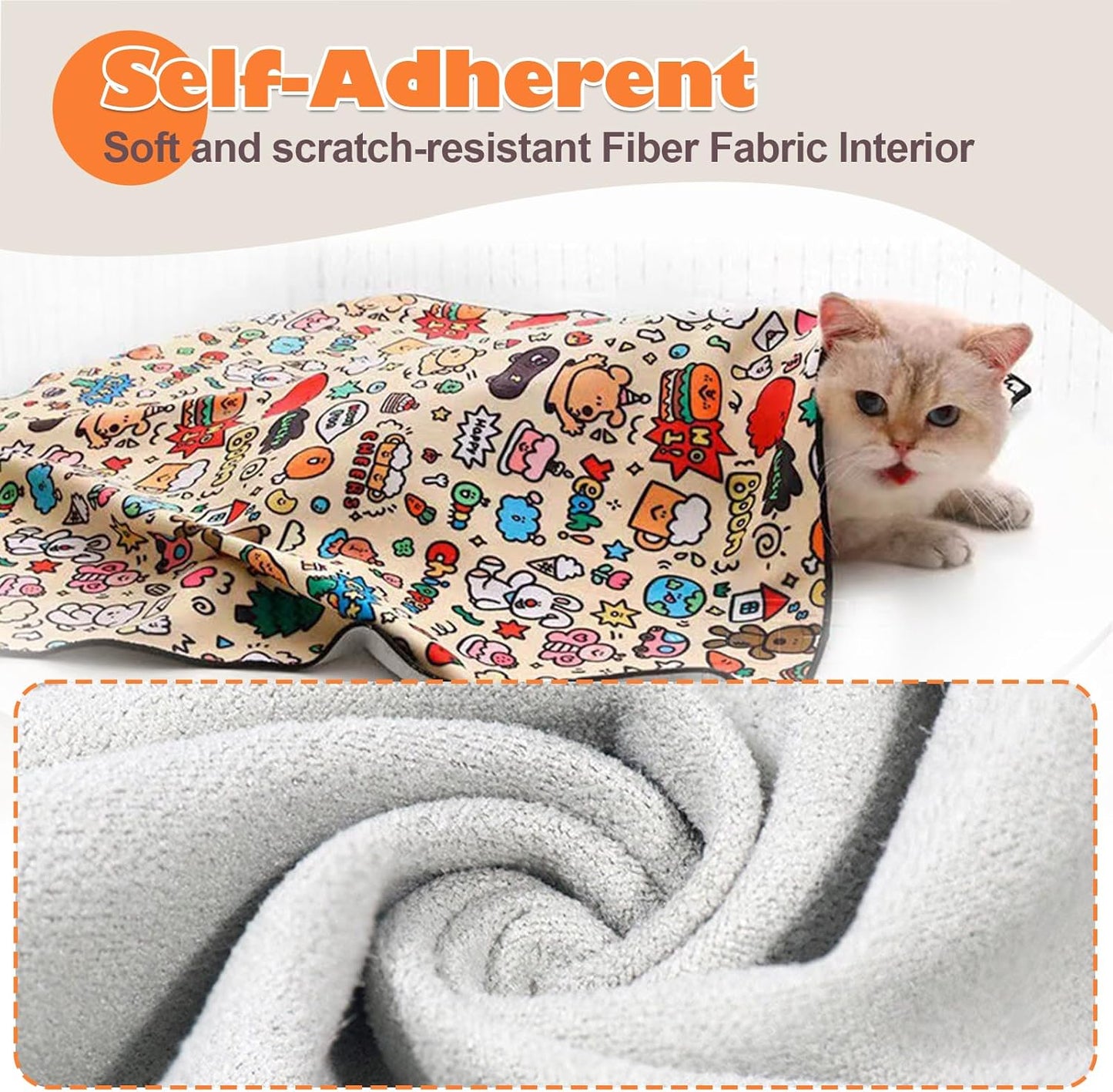 Cat Grooming Wrap, Cat Wrap Self-Adherent, Anti-Scratch Anti-Bite, Anti-Escape Grooming Bag for Cats Nail Clipping, Ear Cleaning, and Teeth Brushing (19.7 × 19.7" Cow Pattern)