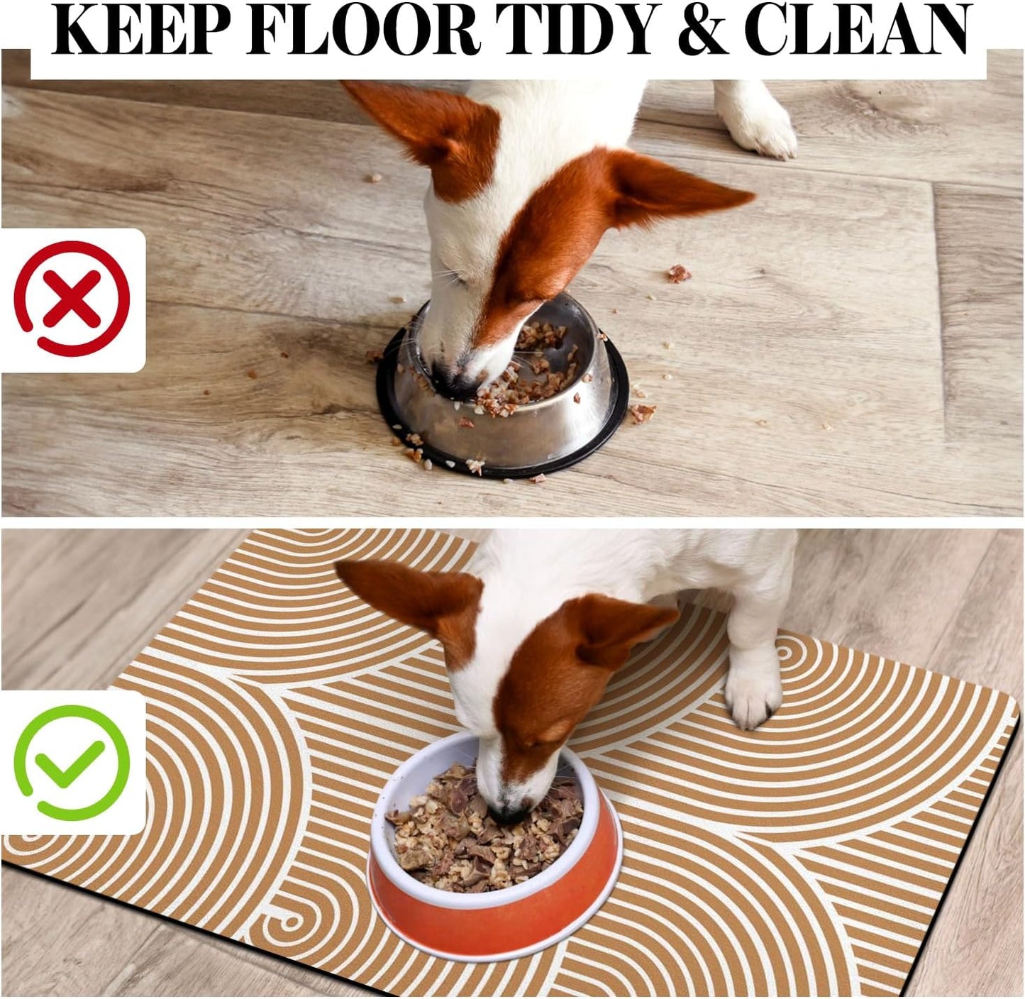 Eco-Friendly Pet Supplies: Absorbent Quick Dry Cat & Dog Food Mat, 16"x24"