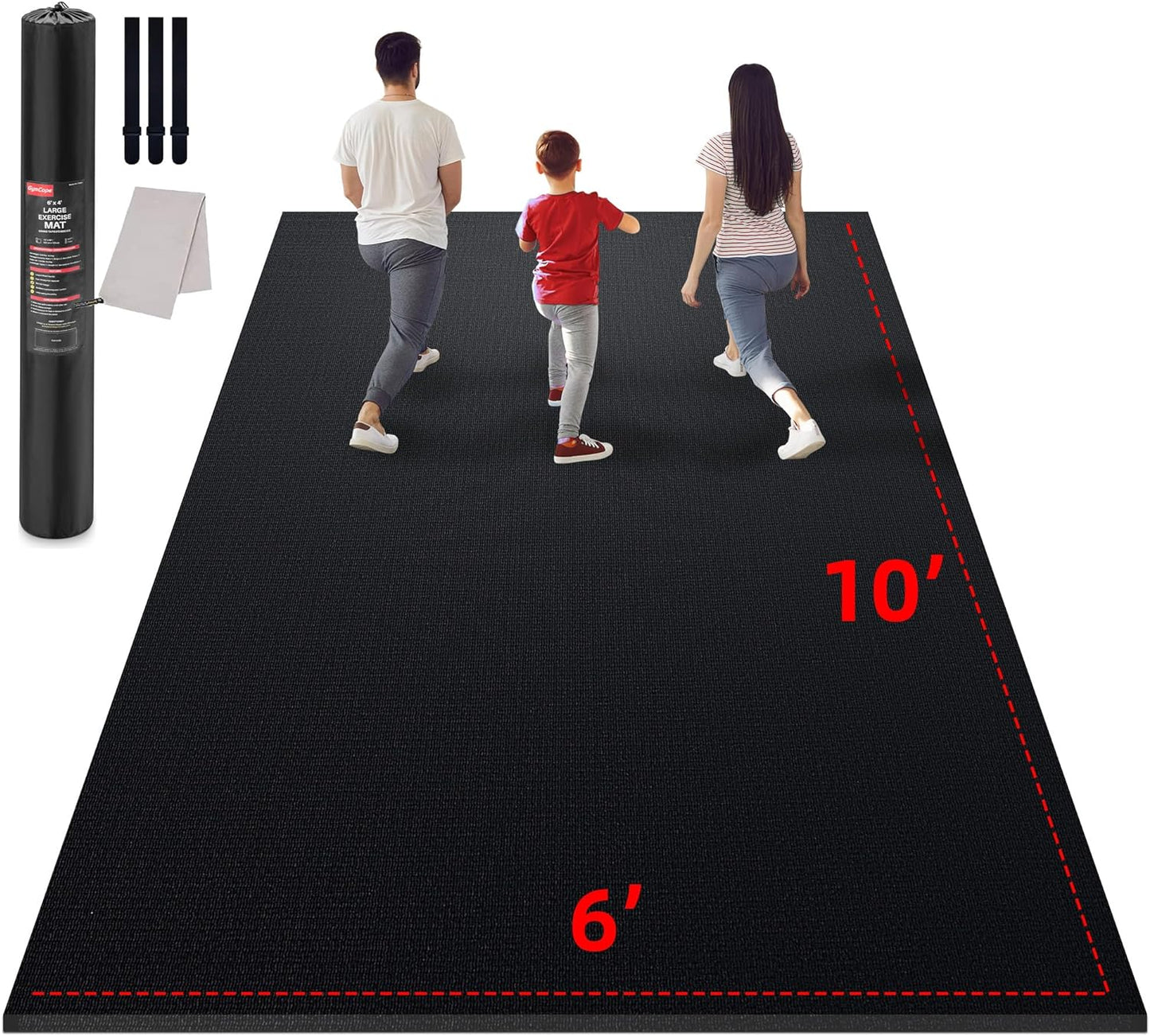 Large Exercise Mat for Home Workout,12‘x6’/10'x6'/9'x6'/8'x6'/7'x5'/6'x4' (7mm) Extra Thick Workout Mat, High-Density Gym Mat for Cardio, Jump Rope, MMA, Weights (Shoe-Friendly)