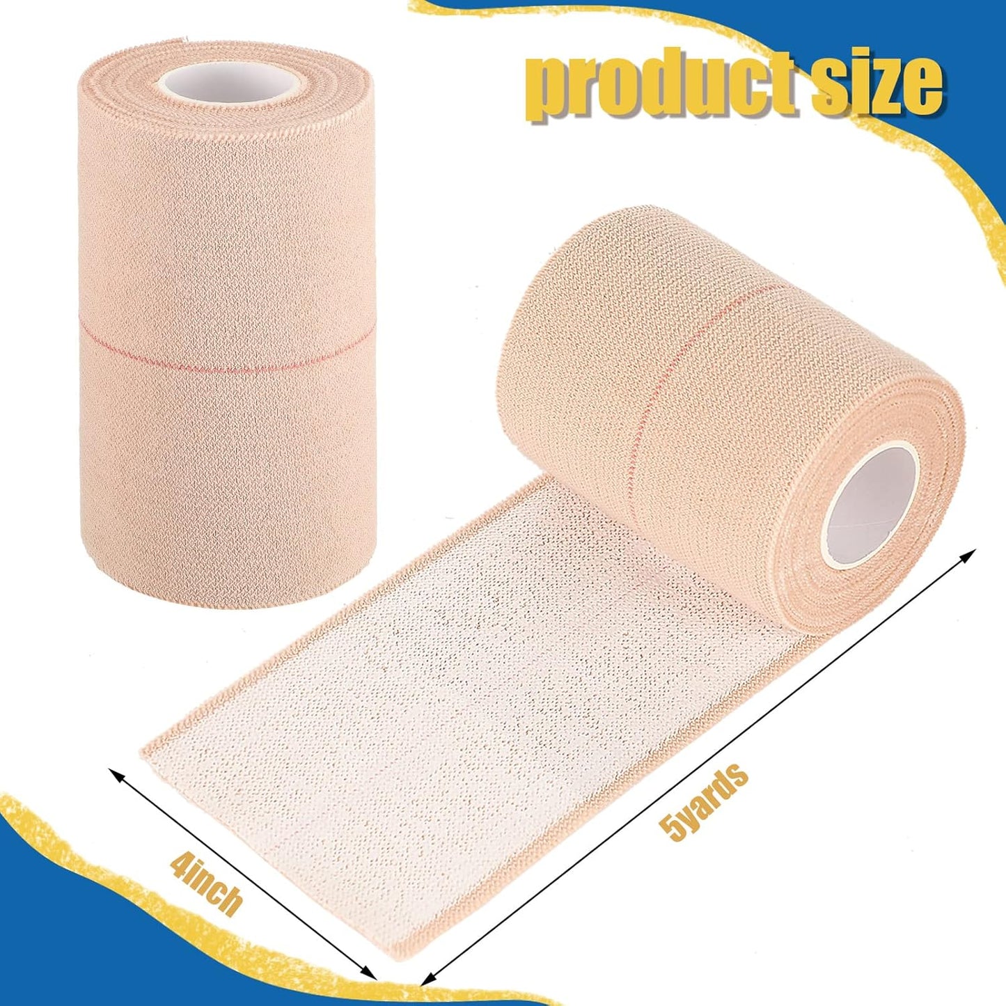 4 Rolls Elastic Tape Adhesive Elastic Tape Self Adhesive Bandage Wrap Flexible Stretch Bandages for Sports Ankle, Knee and Wrist Sprains Animal Pets, 5 Yard (4 Inch in Width)