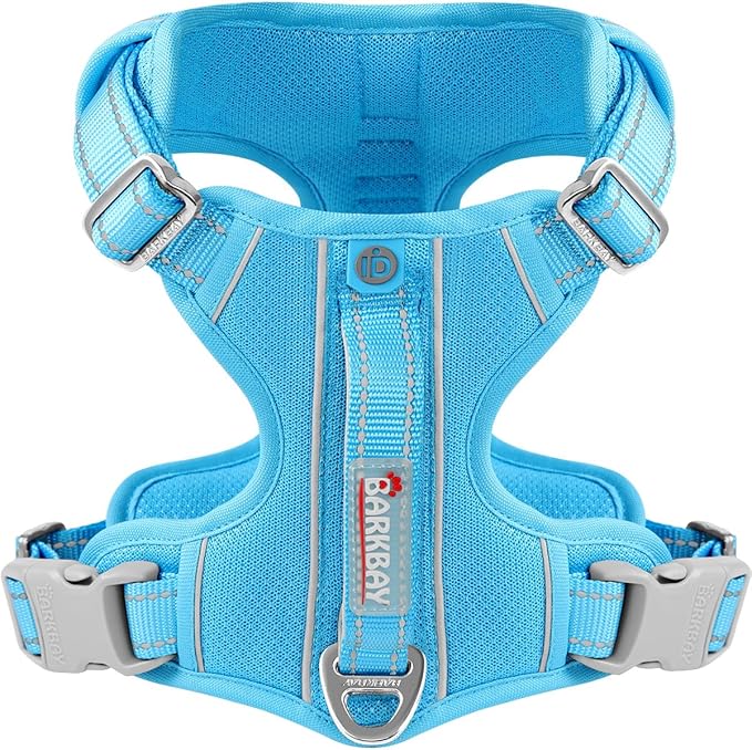 BARKBAY Dog Harness No Pull with ID Tag Pocket - Heavy Duty, Reflective, Easy Control for Large Dogs(Blue,XL)
