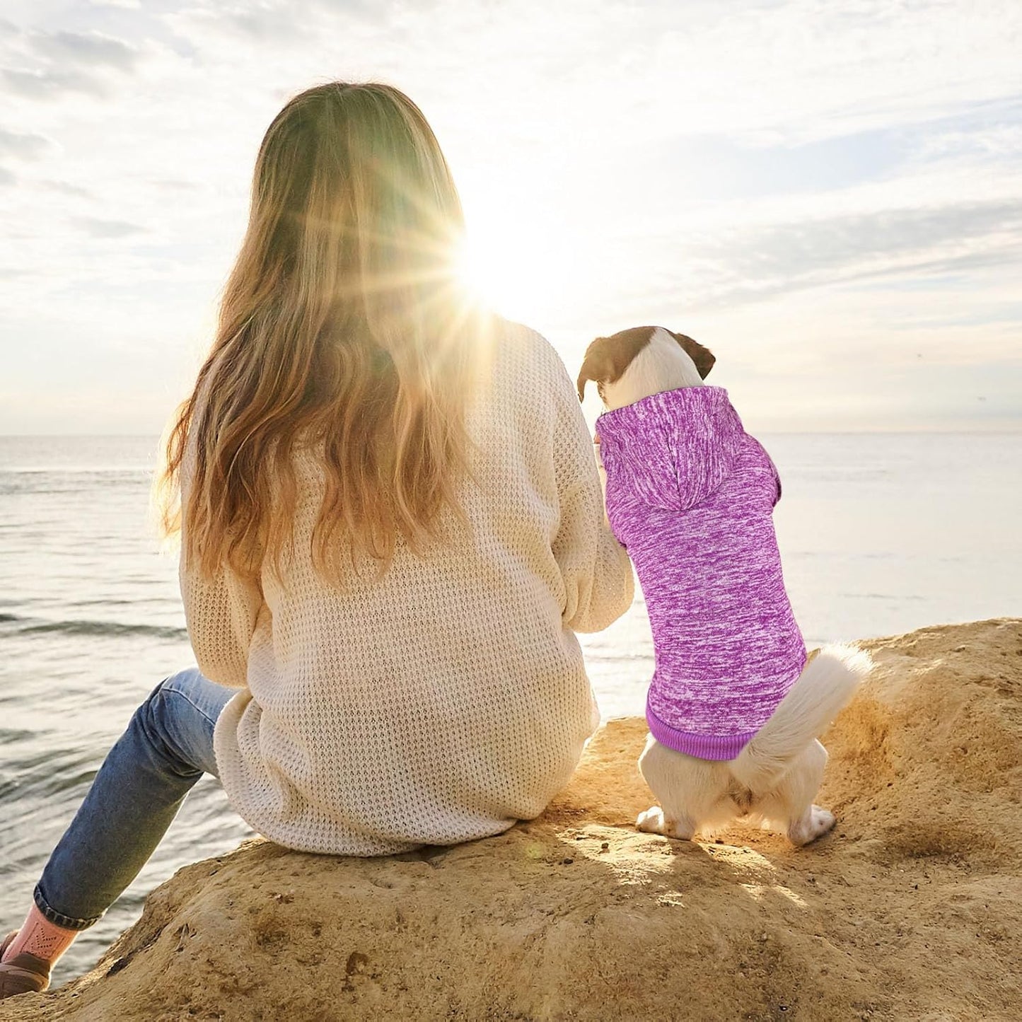 Dog Sweaters for Small Dogs Dog Hoodie Fleece Sweater Soft Clothes Sweatshirt with Pocket Hoodie for Small Dogs Puppy Sweater(Purple&XS)