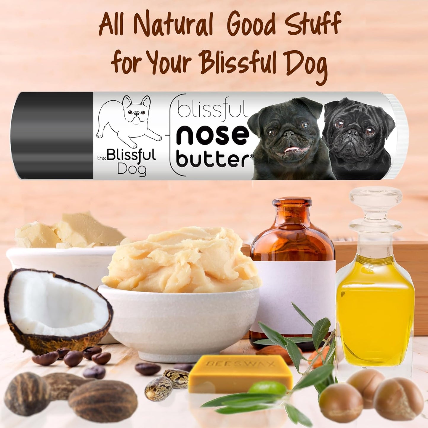 The Blissful Dog Black Pug Unscented Nose Butter, 0.15-Ounce