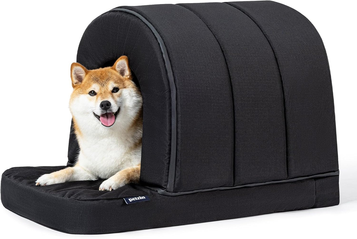 Orthopedic Dog House - Outdoor Waterproof Dog Shelter w/Porch - Indoor Pet House w/Egg-Crate Foam - Cooling - Machine Washable - Ideal for Medium Breeds & Fits 30-Inch Crate - 29"x18"