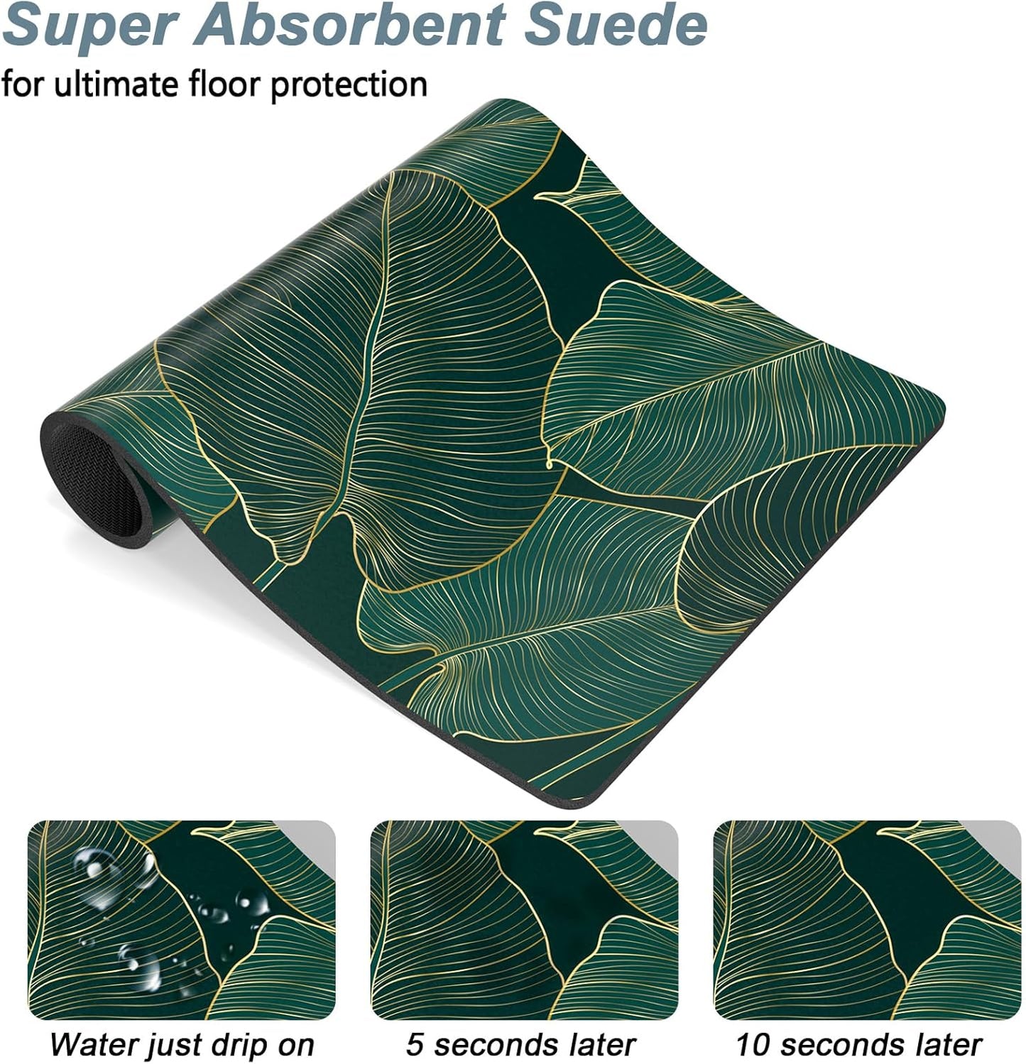 Rnivvi Dog Food Mat, 16" x 24" Flower Absorbent Dog Cat Bowl Mat for Food and Water, Cute Anti-Slip Rubber Pet Feeding Rug Protect Floors, Puppy Placemat for Feeding & Watering Supplies, Tropical