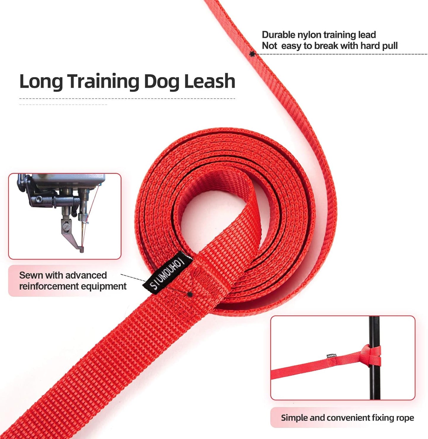 Dog/Puppy Obedience Recall Training Agility Lead - 15ft 20ft 30ft 40ft 50ft Training Leash - Great for Play, Camping, or Backyard - Red 20ft (20Feet, Red)