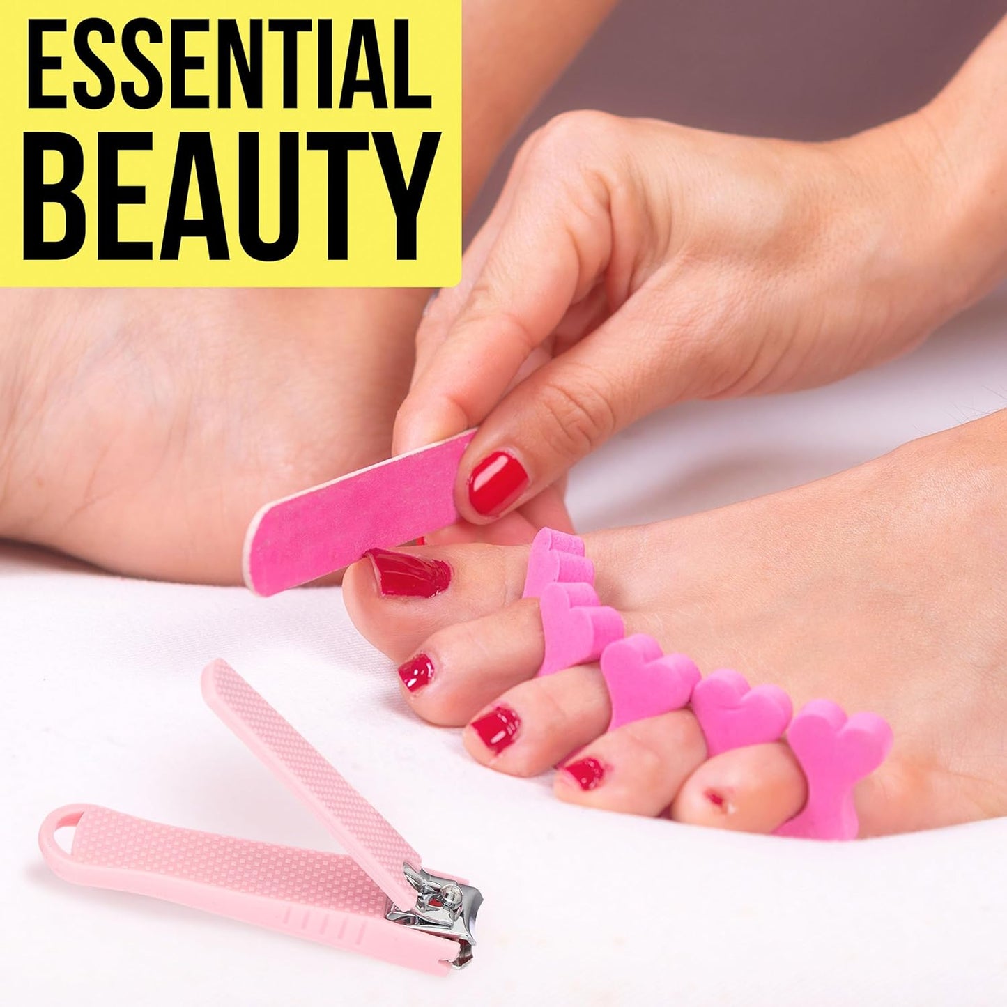 Nail Clippers Set - 2pc Soft Touch Pink Nail Clipper Value Pack, Big & Small Precision Nail Clippers Pack, Essential Manicure & Pedicure Tools