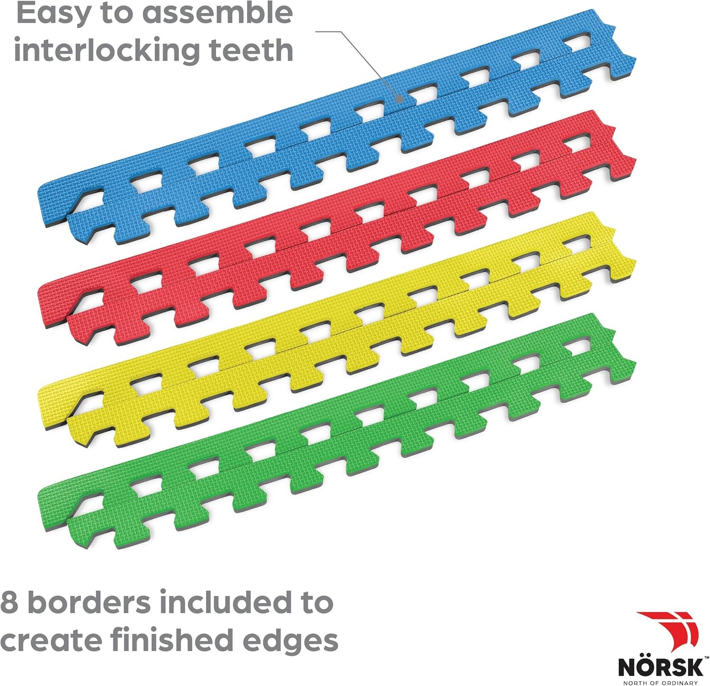 Norsk Reversible Kids Puzzle Play Mats 1/2" Thick EVA Interlocking Foam Tiles (Multicolor/Black 32 Tiles - 128 sq. Ft. 1/2" Thick)