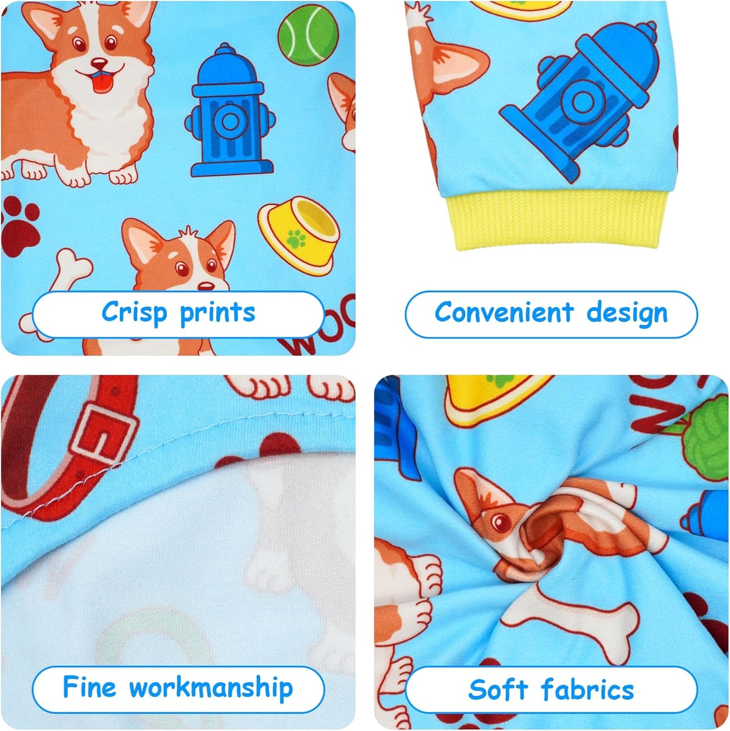 2PCS Dog Pajamas for Large Sized Dog Pjs Clothes Puppy Onesies Outfits Pet Jammies Boy Girl Male Female Apparel Soft Strechy Paw Bone Print L