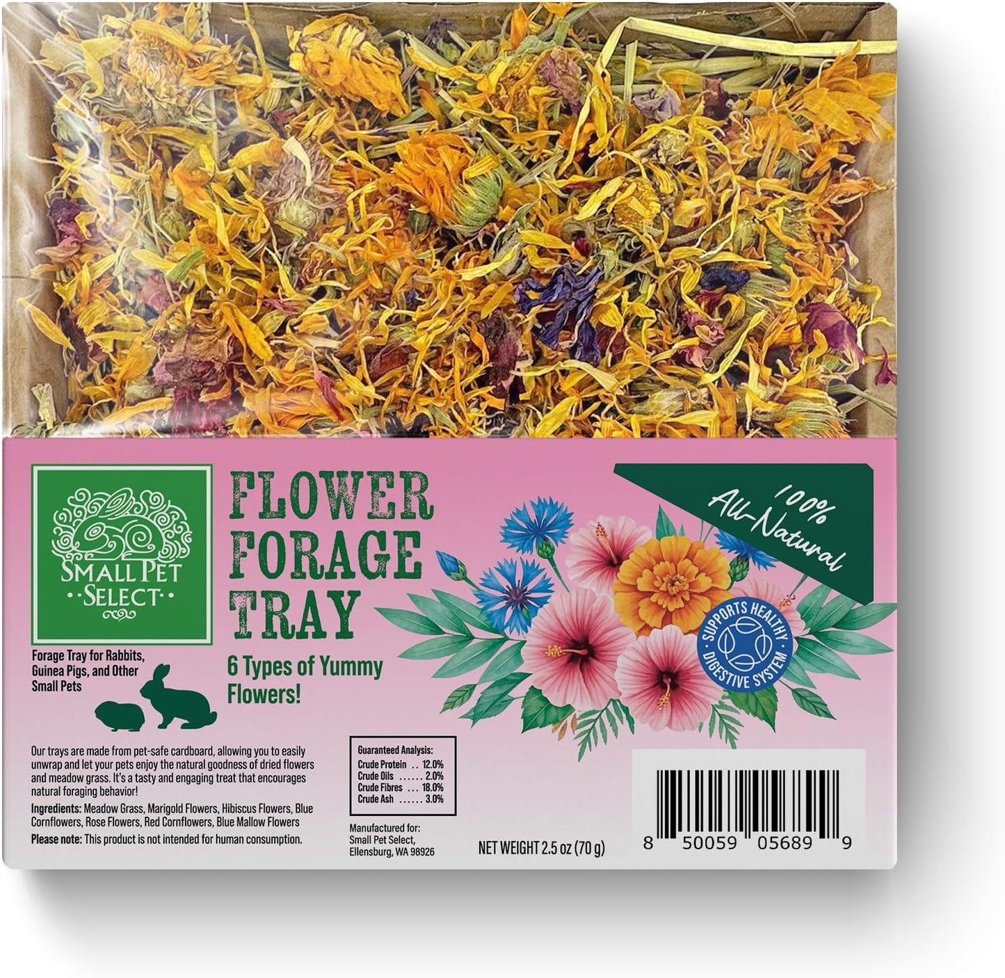 Small Pet Select Forage Tray Bundle, 3 Pack of Foraging Trays for Rabbit, Guinea Pig, Hamster or Bunny - Natural Treats, Dandelion, Flower, Herb Mix 2.5oz Each