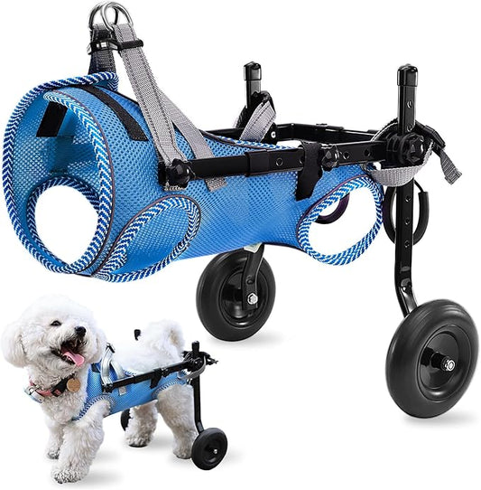 Updated Dog Wheelchair for Back Legs,Small Dog Wheelchair Carts with Wheels, Light Weight Wheelchair for Leg Support Helps Senior,Injured,Paralyzed, S & Blue