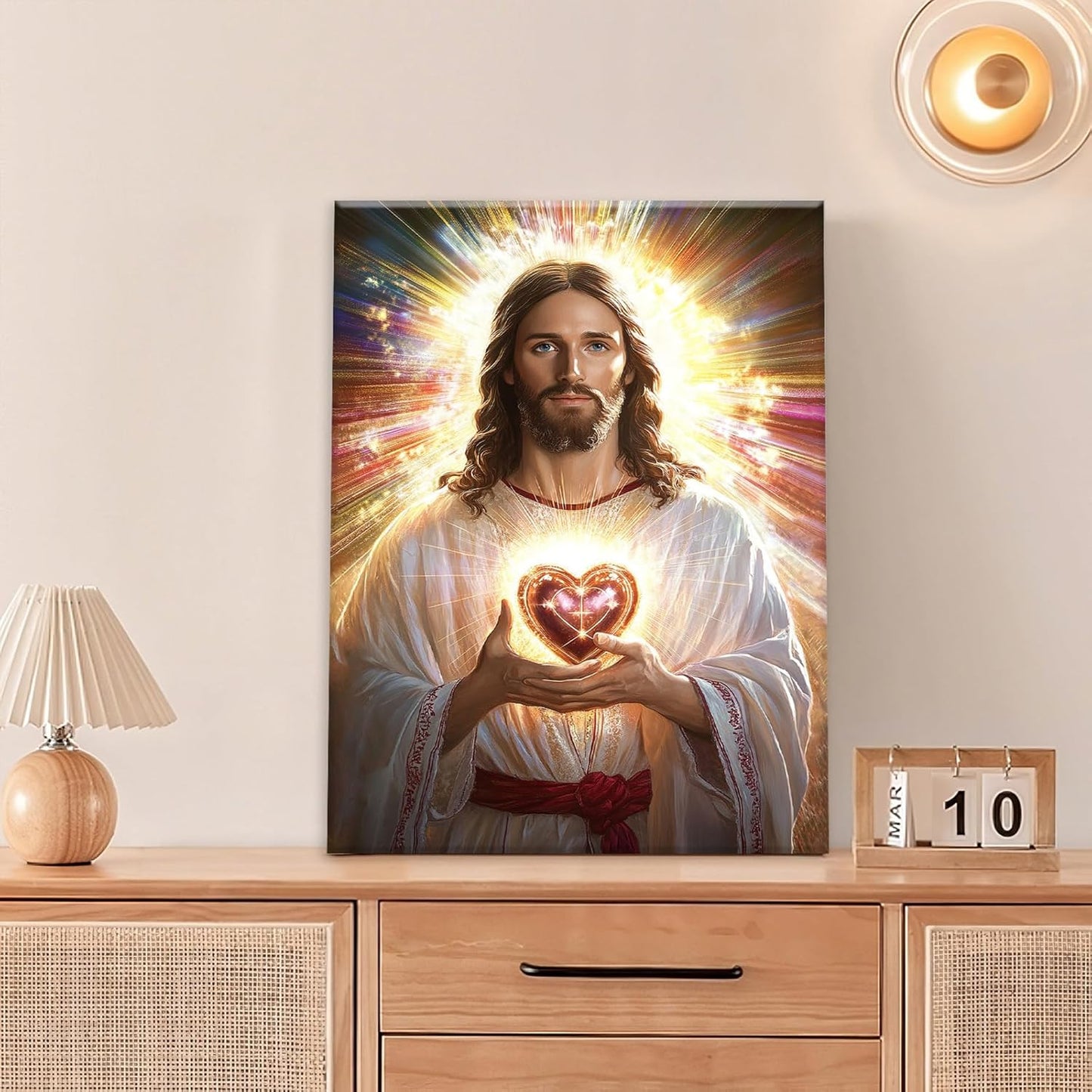 Christian Jesus Wall Art Religion Canvas Wall Decor Prints Framed Painting Jesus Pictures Gifts Artwork for Bathroom Living Dining Church 16"x20"