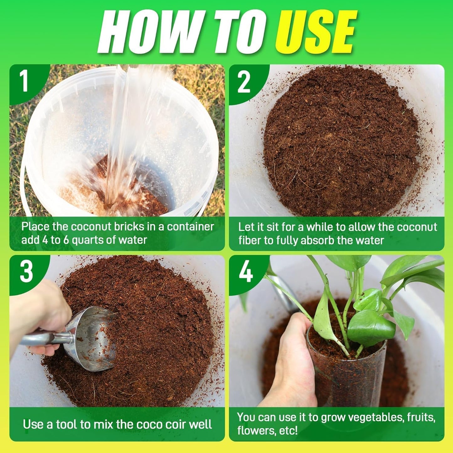 Coco Coir Brick for Plants-12 Pack Premium Coconut Bricks, 100% Organic Peat Moss, Fiber Coconut Husk for Planting, Gardening, Potting Soil Substrate