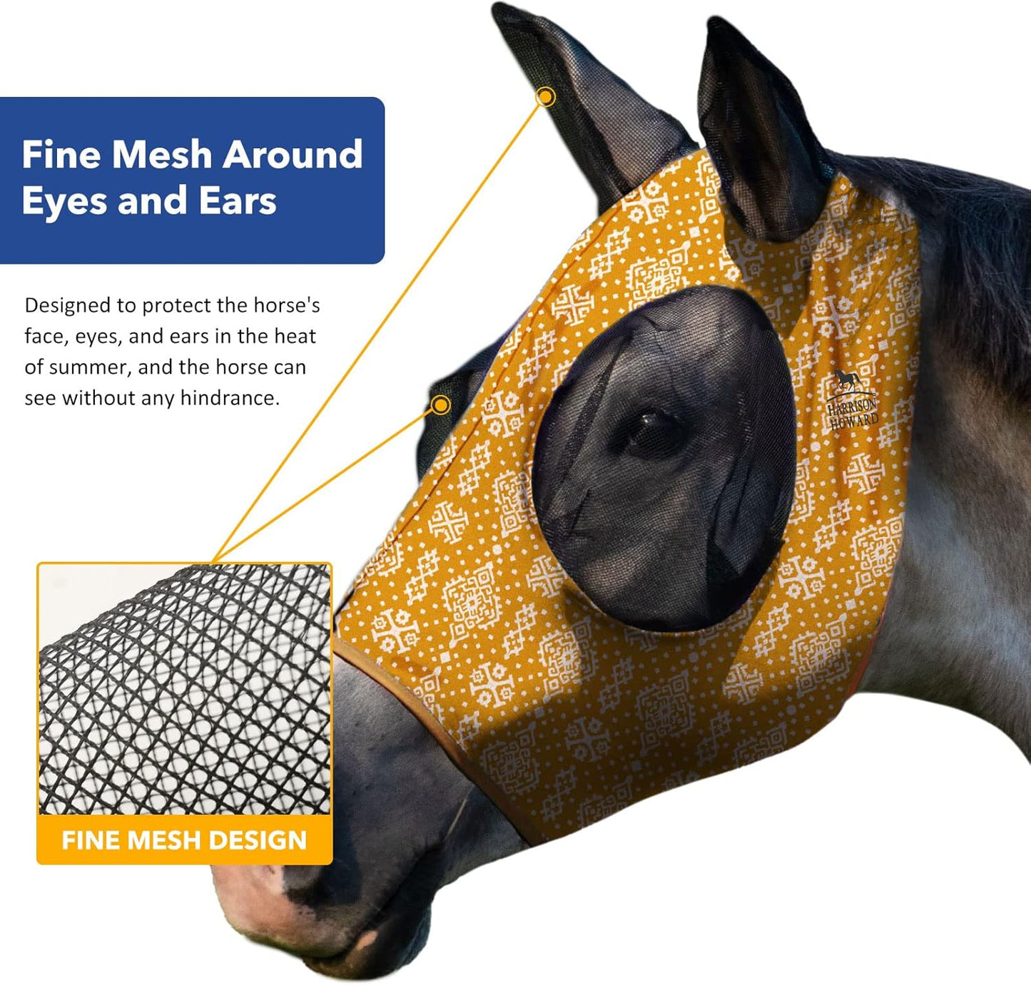 Harrison Howard Super Comfort Stretchy Fitting Horse Fly Mask with UV Protection Soft on Skin with Breathability Floral Retro M Cob